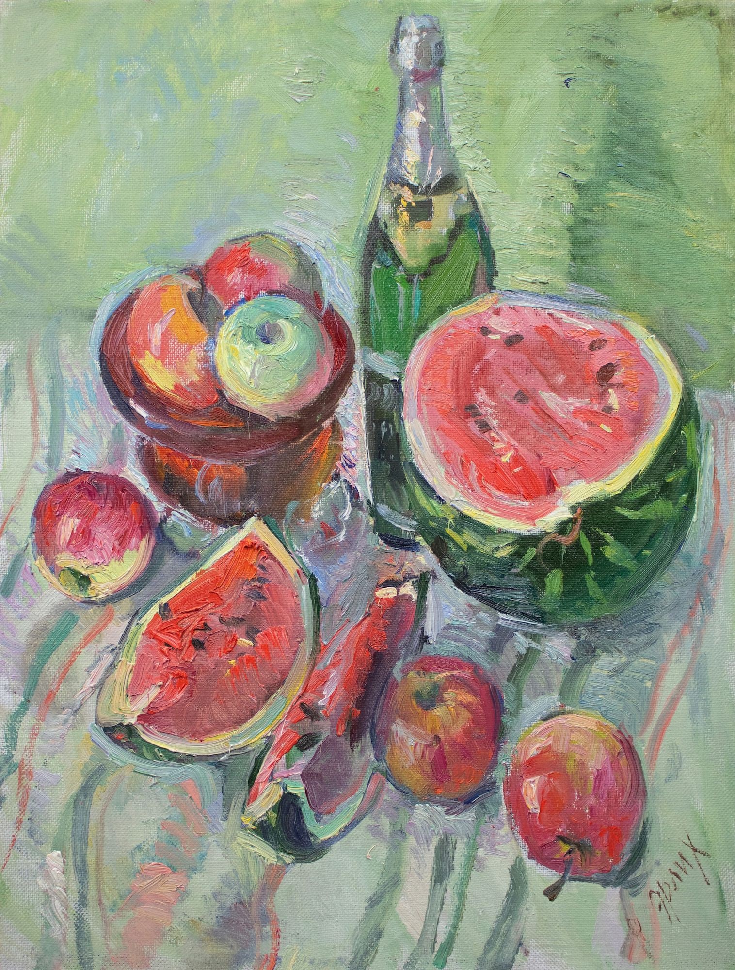 Erlih Volodymyr (Ukrainian artist), "Still life with apples", oil on canvas: Title: Erlih Volodymyr (Ukrainian artist), "Still life with apples", oil on canvas Artist: Erlih Volodymyr Isaakovich Description: ARTIST: Erlih Volodymyr Isaakovich, Ukrainian artist TITLE: "Still li