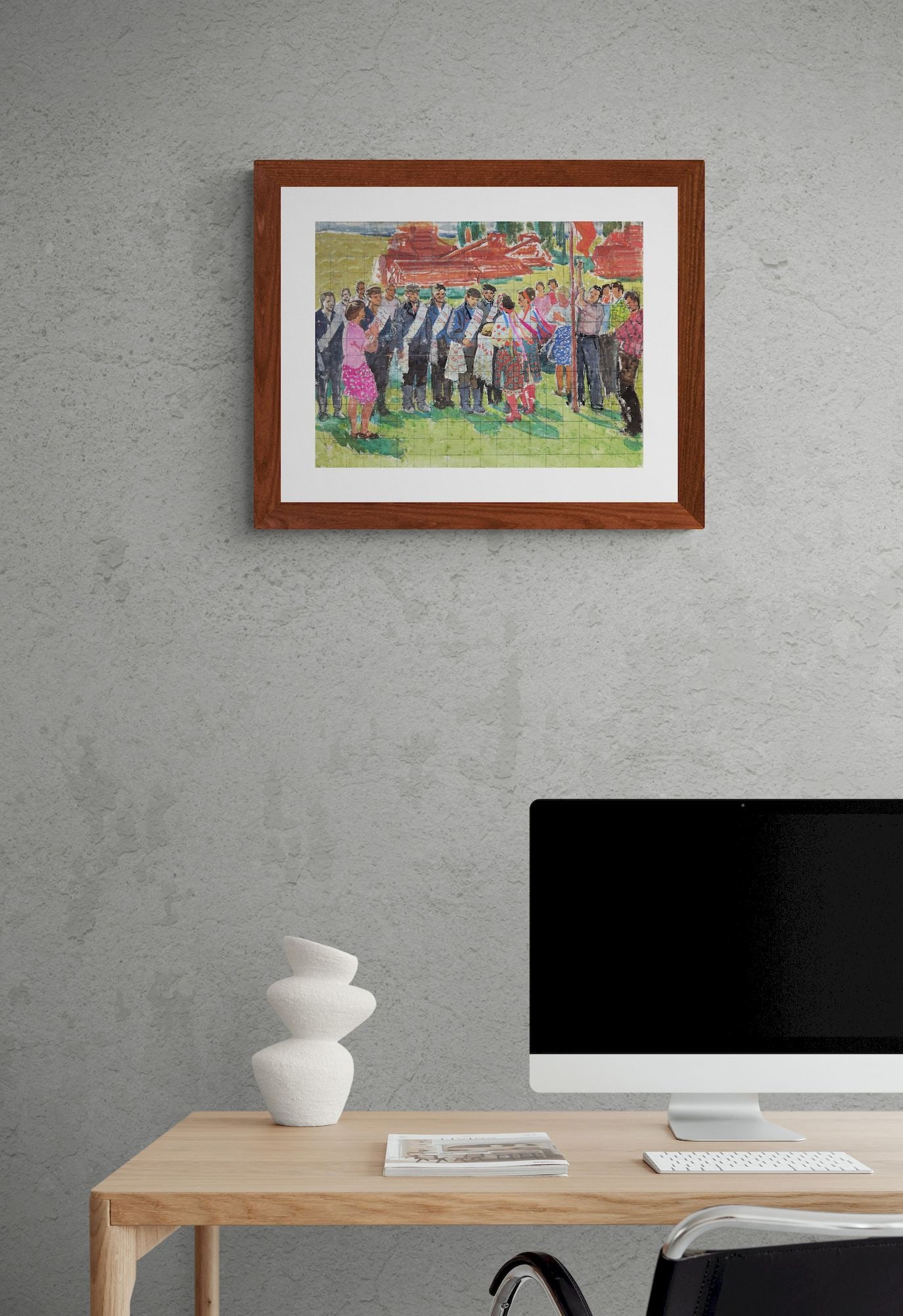 Unidentified (Ukrainian artist), "Harvest festival", mixed technique on cardboard - 2