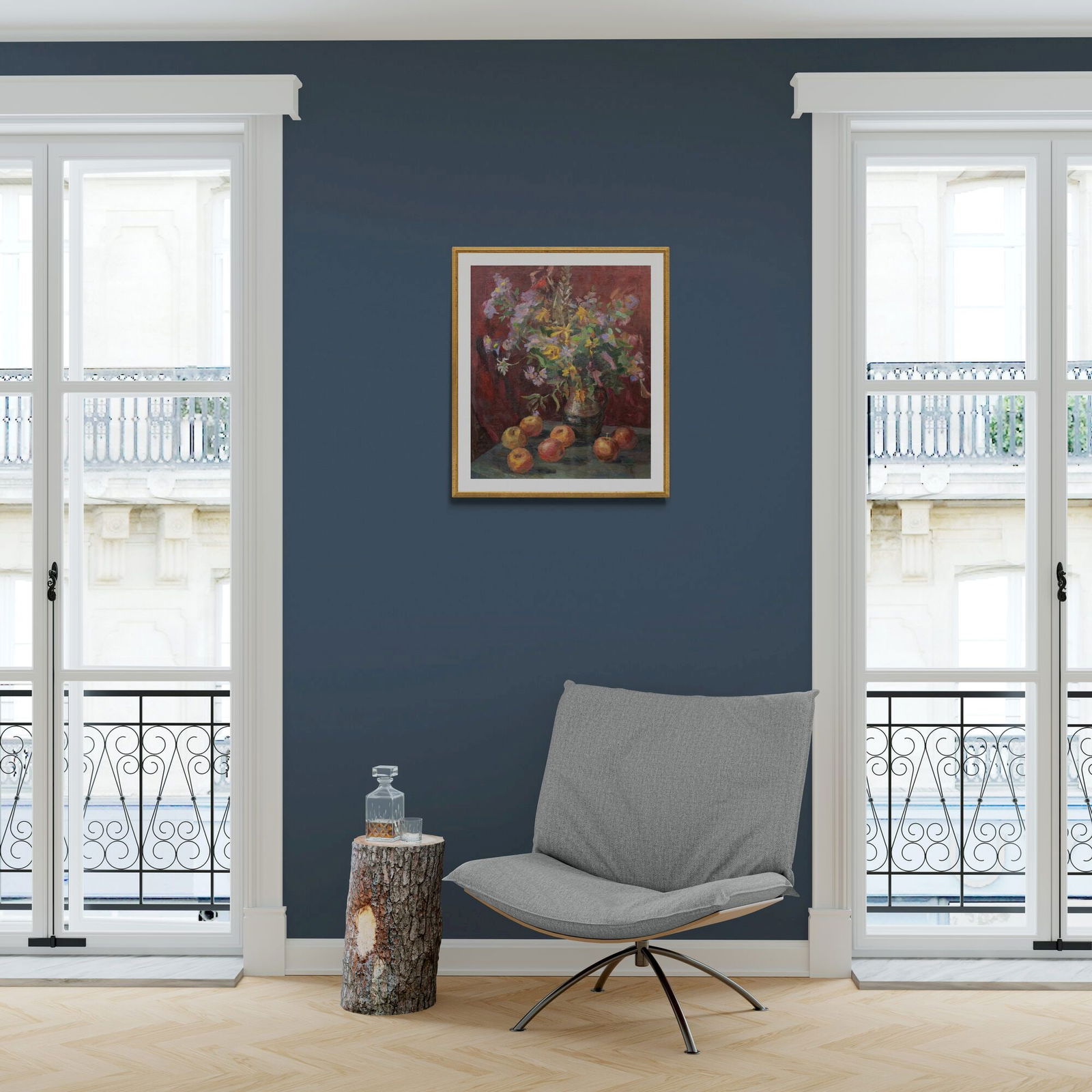 Dovgalevska Vira (Ukrainian artist), "Jug with flowers and apples", oil on canvas - 2