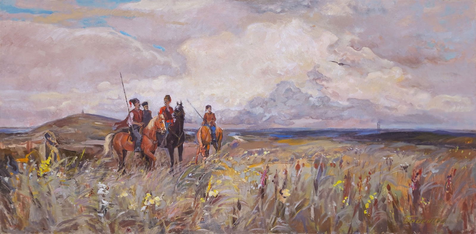 Babentsov Vіktor (Ukrainian artist), "Cossacks in the field", oil on canvas