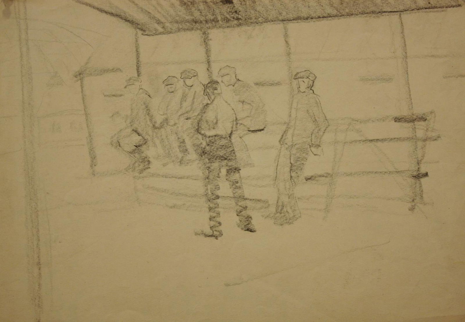 Mynka Olexandr (Ukrainian artist), "Break", pencil on paper: Title: Mynka Olexandr (Ukrainian artist), "Break", pencil on paper Artist: Mynka Olexandr Fedorovich Description: ARTIST: Mynka Olexandr Fedorovich, Ukrainian artist TITLE: "Break" SIZE: 29 x 40 cm, (