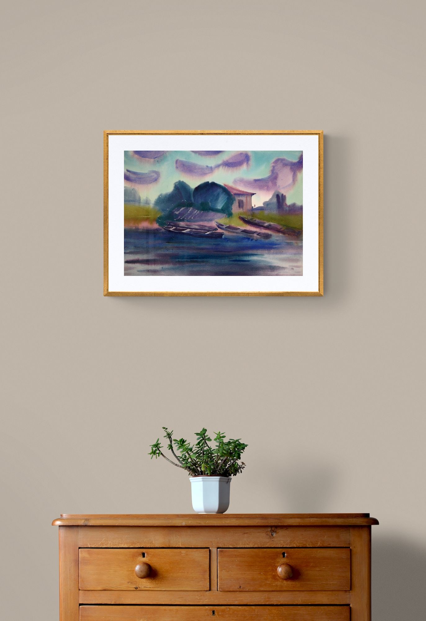 Kirilkov Valentin (Ukrainian artist), "Boats on the shore", watercolor on paper - 2