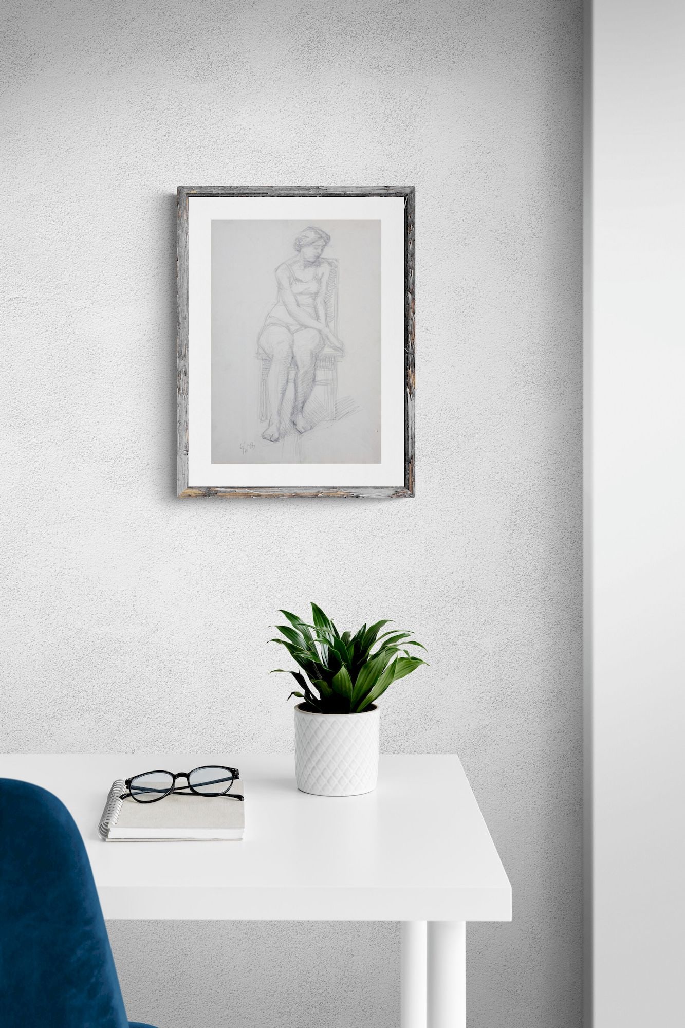 Bizyukov Onufry (Ukrainian artist), "Figure woman on chair", pencil on paper - 2