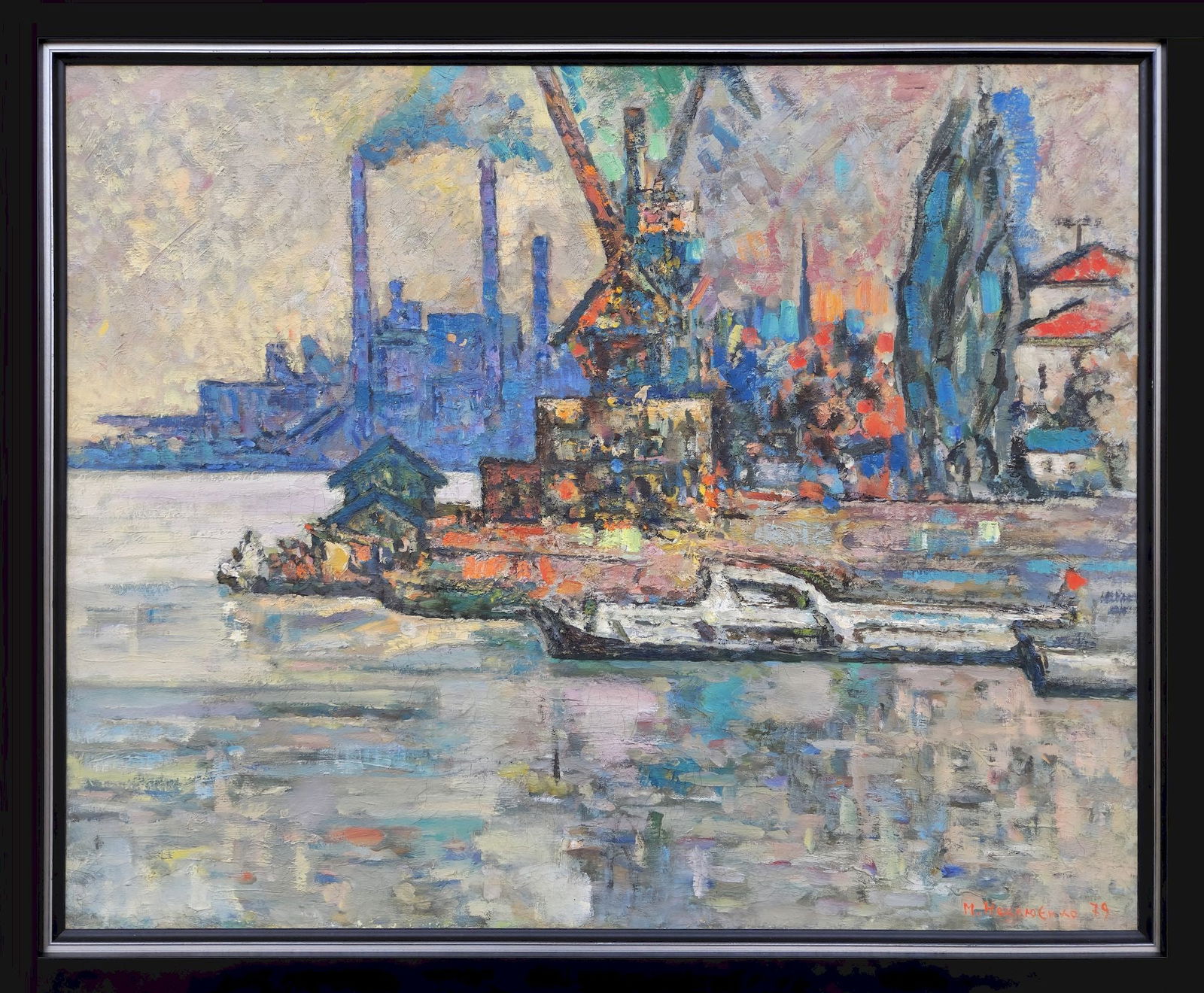 Neklyuenko Mykola (Ukrainian artist), "Dneprodzerzhinsk. Port", oil on canvas (1 of 5)
