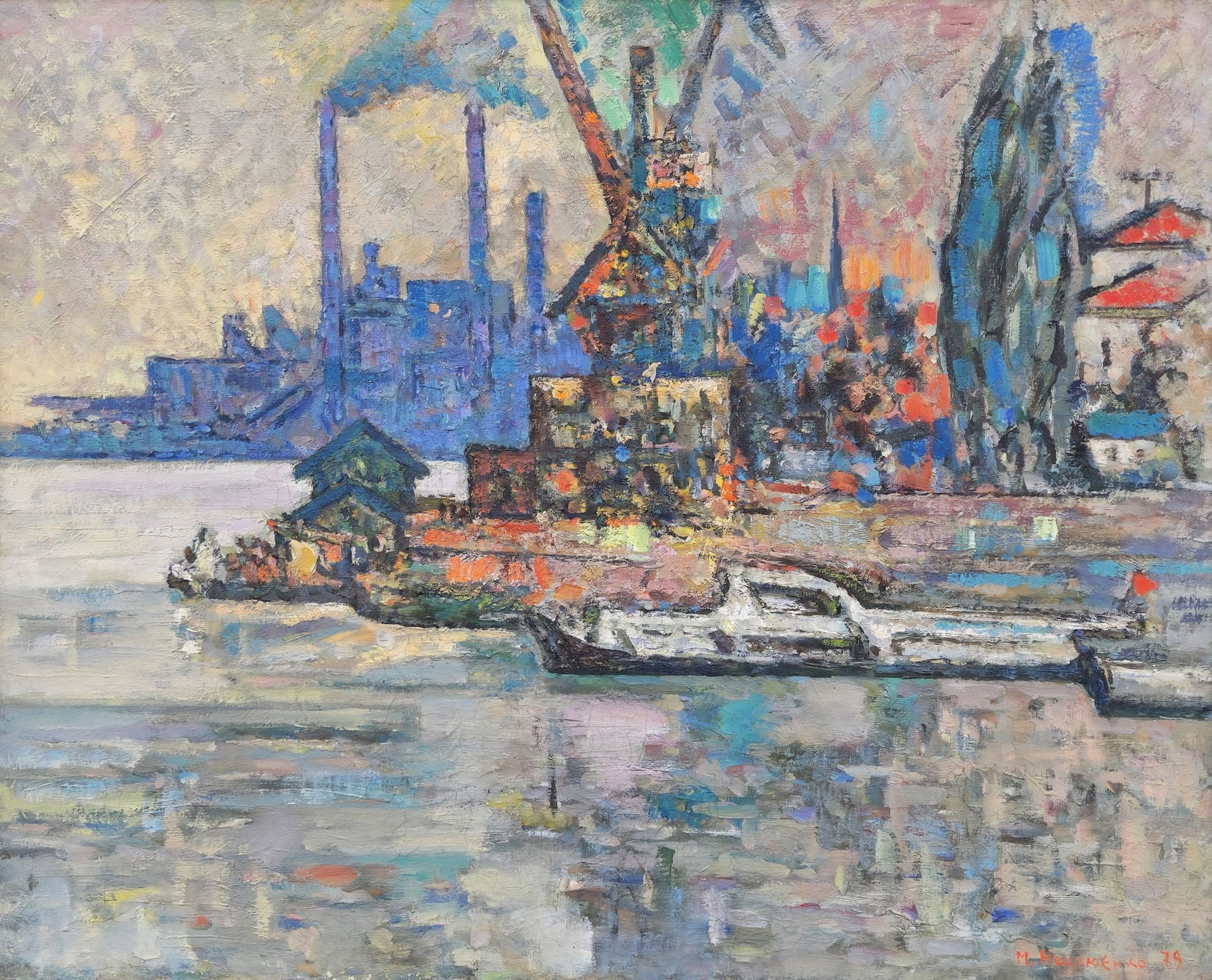 Neklyuenko Mykola (Ukrainian artist), "Dneprodzerzhinsk. Port", oil on canvas - 2