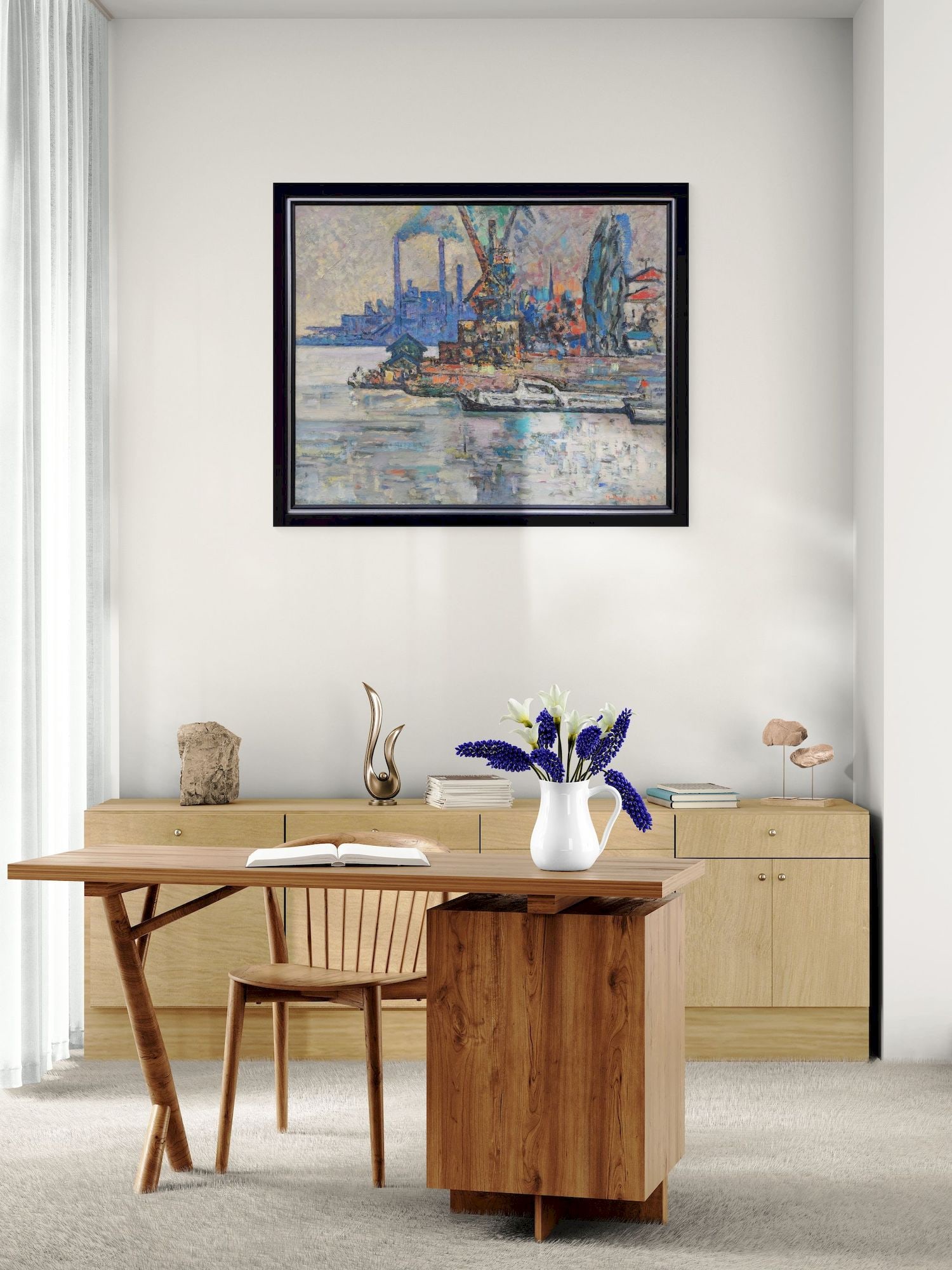 Neklyuenko Mykola (Ukrainian artist), "Dneprodzerzhinsk. Port", oil on canvas - 3