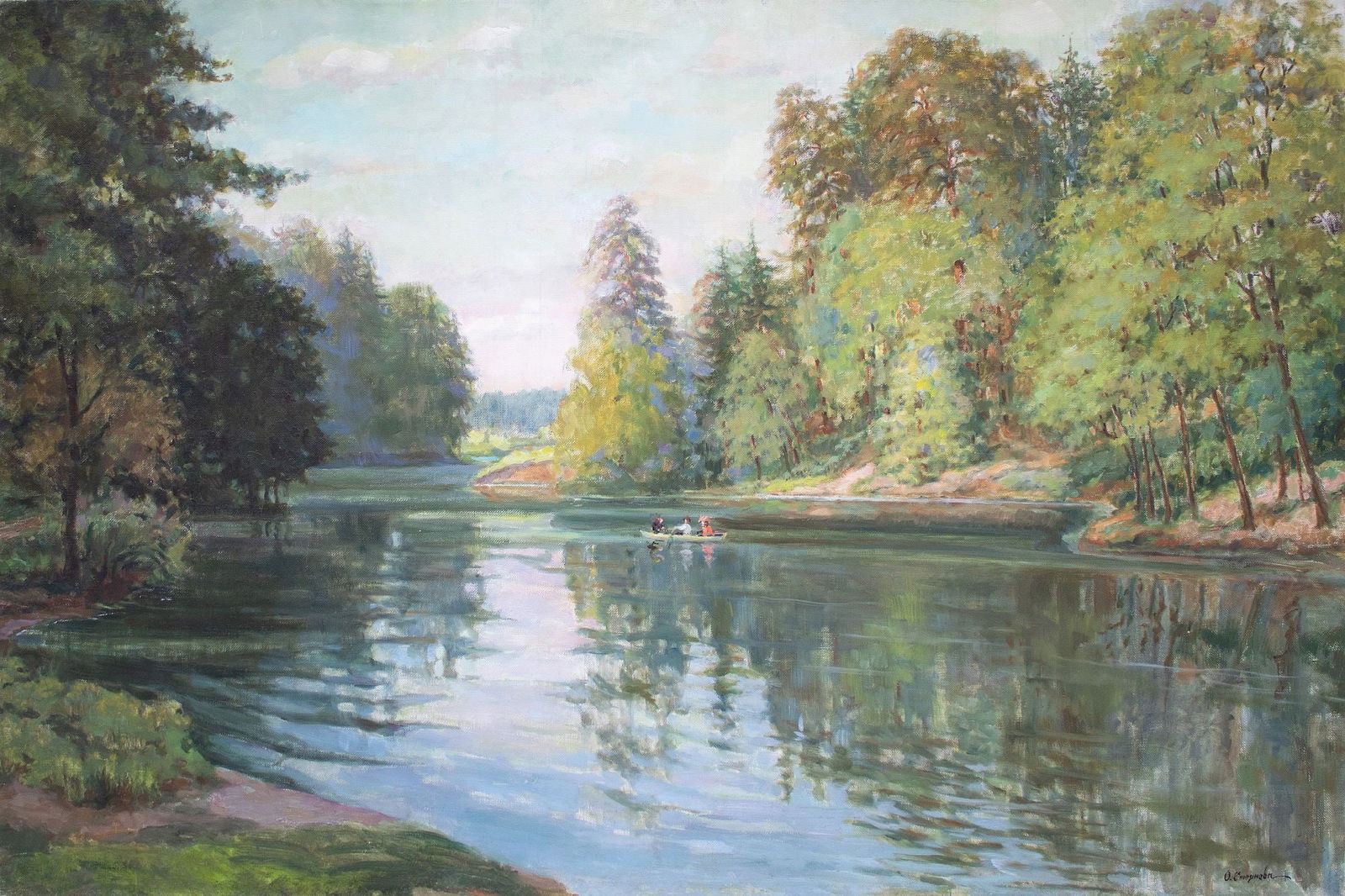 Stoyanova-Olympiada Kosolapova (Olga) (Ukrainian artist), "On the lake", oil on canvas: Title: Stoyanova-Olympiada Kosolapova (Olga) (Ukrainian artist), "On the lake", oil on canvas Artist: Stoyanova-Olympiada Kosolapova (Olga) Fedorivna Description: ARTIST: Stoyanova-Olympiada Kosolapov