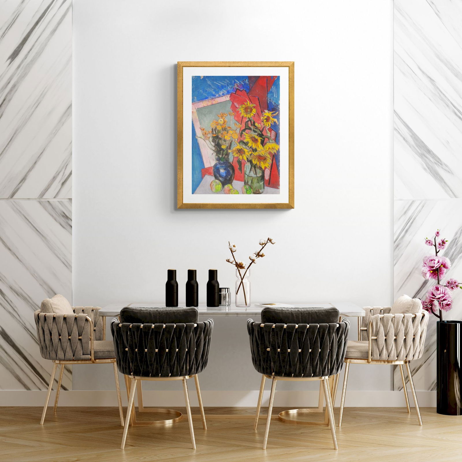 Stupin Valentyn (Ukrainian artist), "Marigolds and sunflowers", oil on cardboard - 2