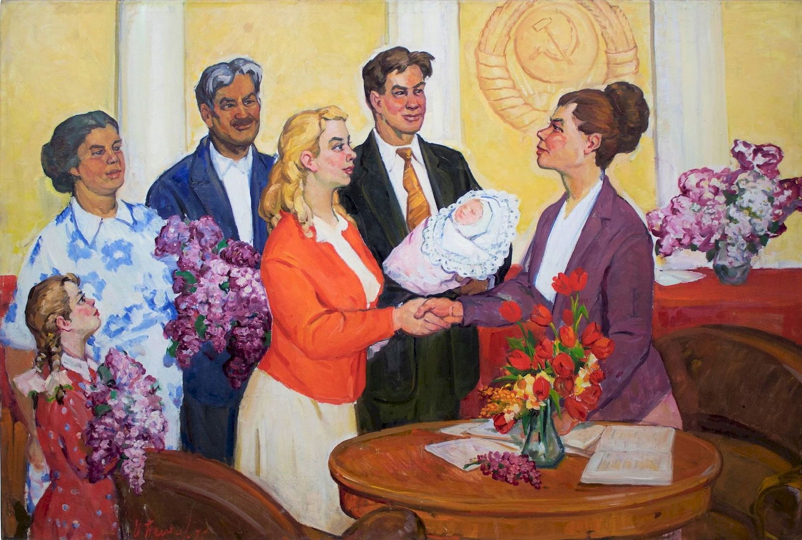 Bilopoliy Joseph (Ukrainian artist), "Firstborn", oil on canvas: Title: Bilopoliy Joseph (Ukrainian artist), "Firstborn", oil on canvas Artist: Bilopoliy Joseph Aksentevich Description: ARTIST: Bilopoliy Joseph Aksentevich, Ukrainian artist TITLE: "Firstborn" SIZE: