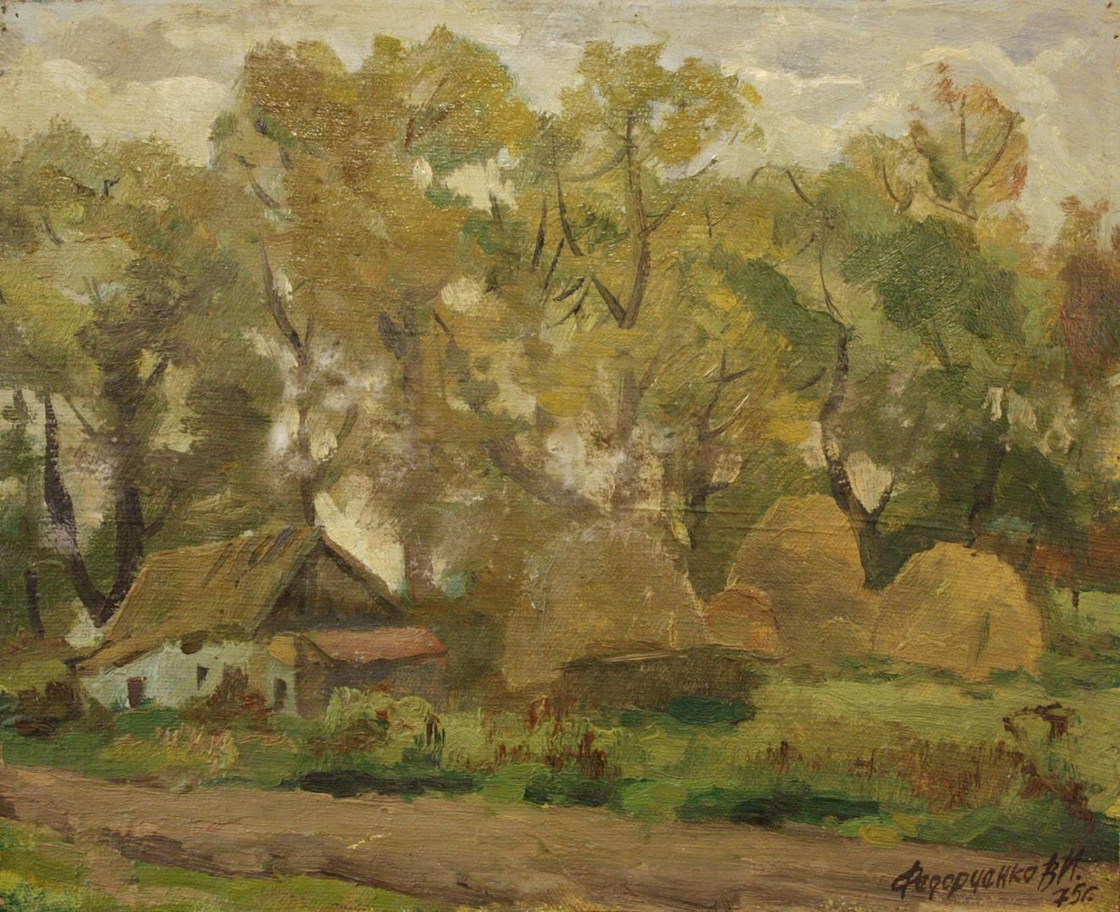 Fedorchenko Volodymyr (Ukrainian artist), "Evening", oil on cardboard: Title: Fedorchenko Volodymyr (Ukrainian artist), "Evening", oil on cardboard Artist: Fedorchenko Volodymyr Ivanovich Description: ARTIST: Fedorchenko Volodymyr Ivanovich, Ukrainian artist TITLE: "Even