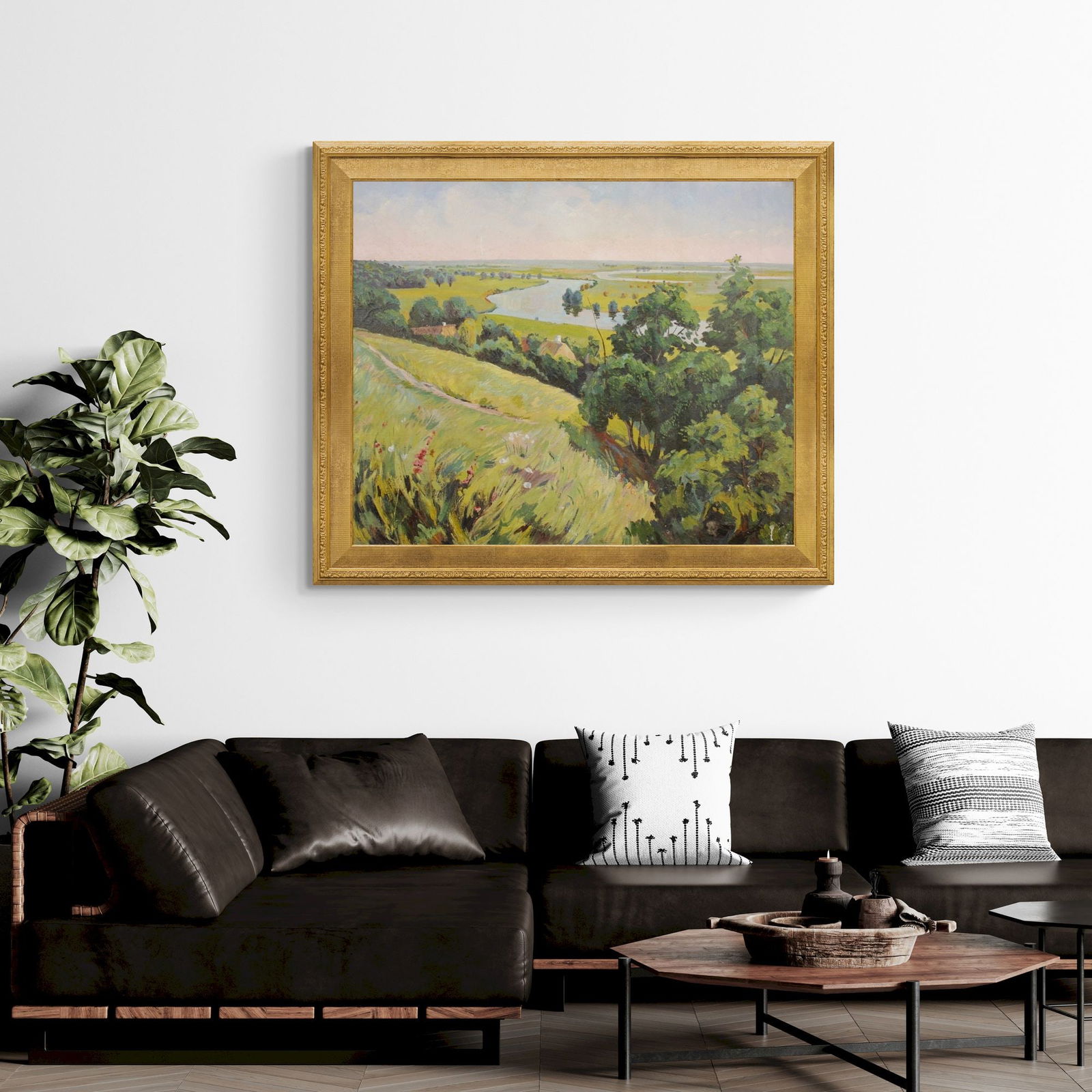 Unidentified (Ukrainian artist), "Above a river. Farm", oil on canvas - 2