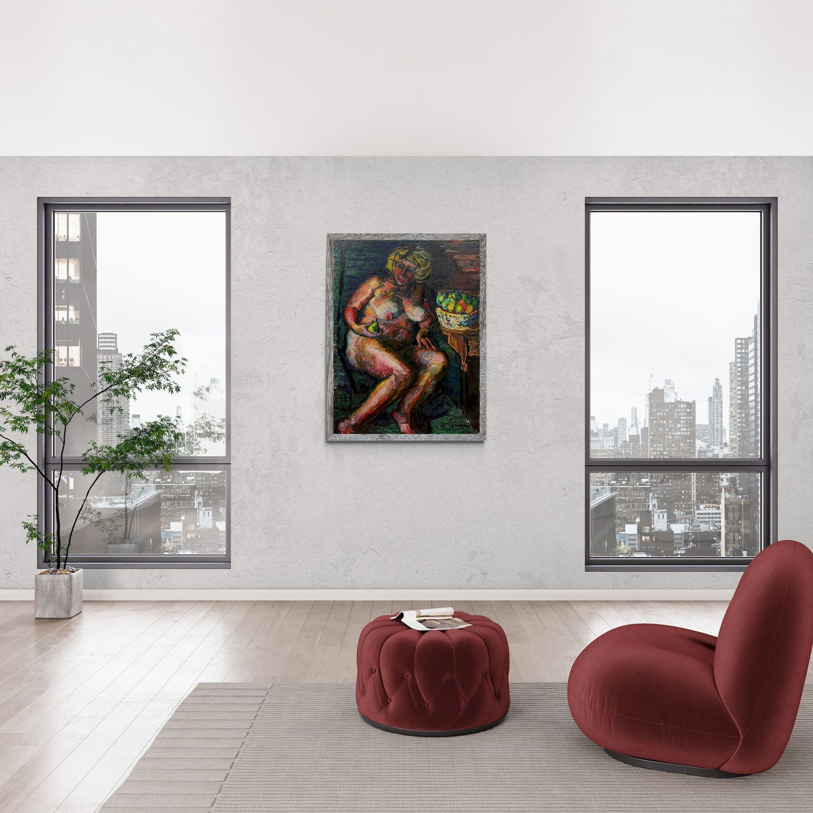 Litvinov Oleksiy (Ukrainian artist), "Figure woman near a plate of fruit", oil on canvas - 2