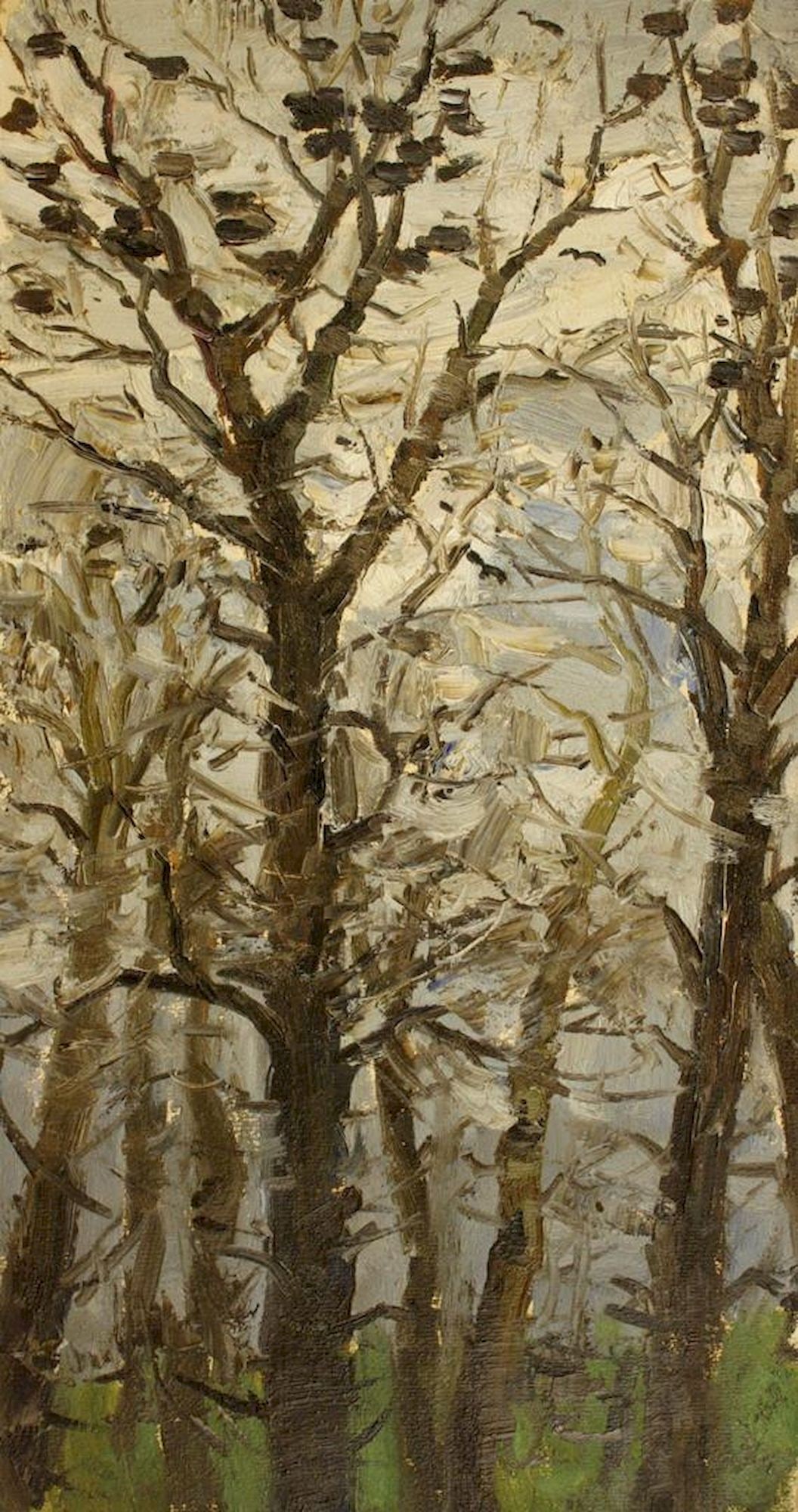 Tyukha Ivan (Ukrainian artist), "Rooks", oil on cardboard: Title: Tyukha Ivan (Ukrainian artist), "Rooks", oil on cardboard Artist: Tyukha Ivan Andriyovich Description: ARTIST: Tyukha Ivan Andriyovich, Ukrainian artist TITLE: "Rooks" SIZE: 49 x 26 cm, (19