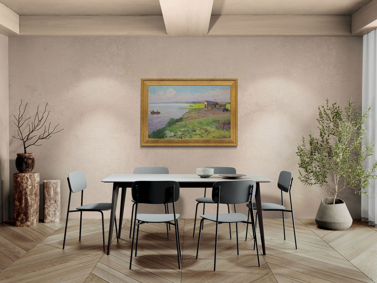 Mikhailov (Ukrainian artist), "Evening on the lake", oil on canvas - 2