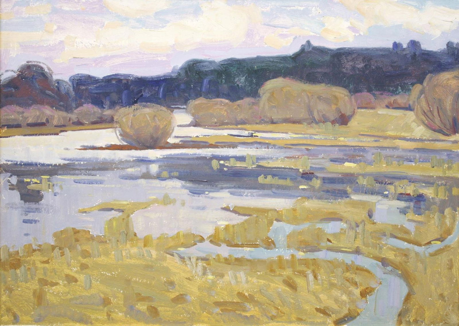 Tyukha Ivan (Ukrainian artist), "Snow melts", oil on cardboard (1 of 1)