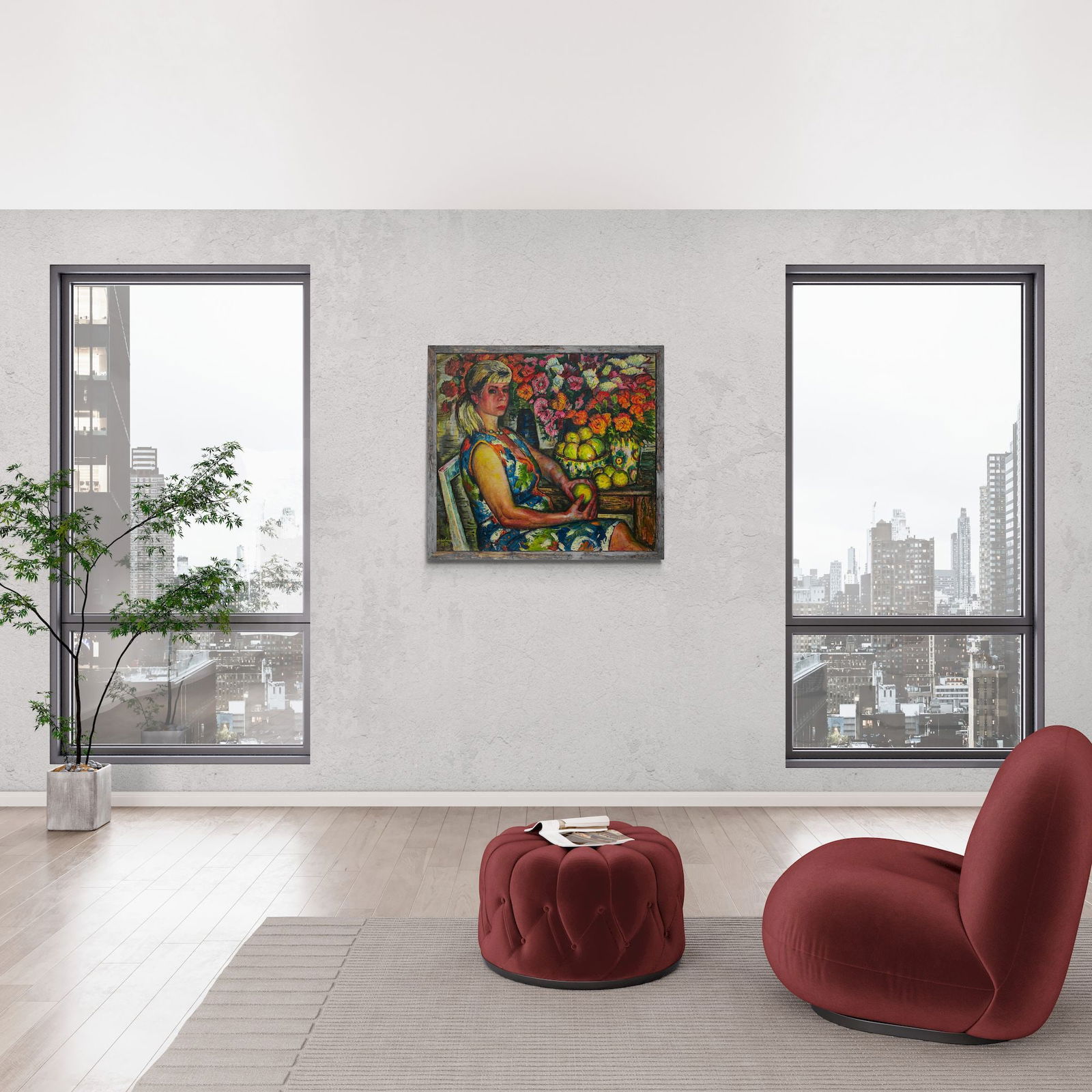 Litvinov Oleksiy (Ukrainian artist), "Portrait among flowers", oil on canvas - 2