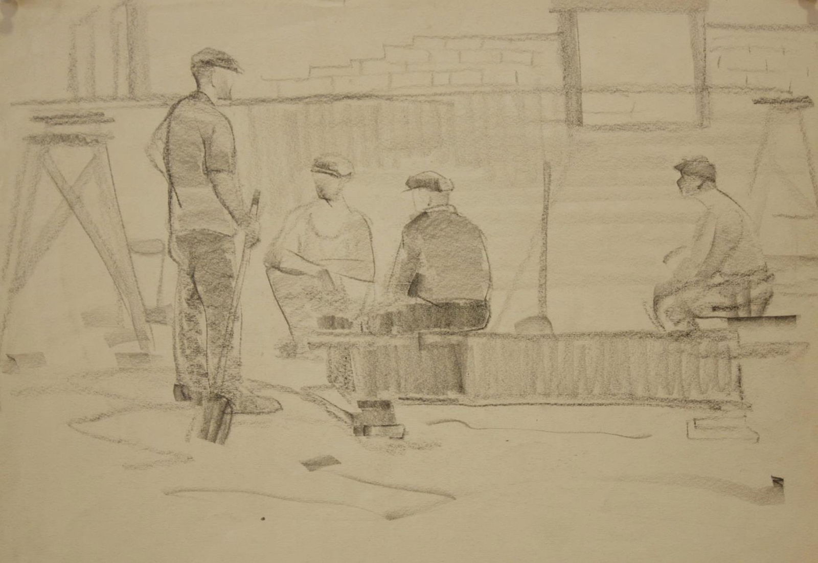 Mynka Olexandr (Ukrainian artist), "Minute of rest", pencil on paper: Title: Mynka Olexandr (Ukrainian artist), "Minute of rest", pencil on paper Artist: Mynka Olexandr Fedorovich Description: ARTIST: Mynka Olexandr Fedorovich, Ukrainian artist TITLE: "Minute of rest" S