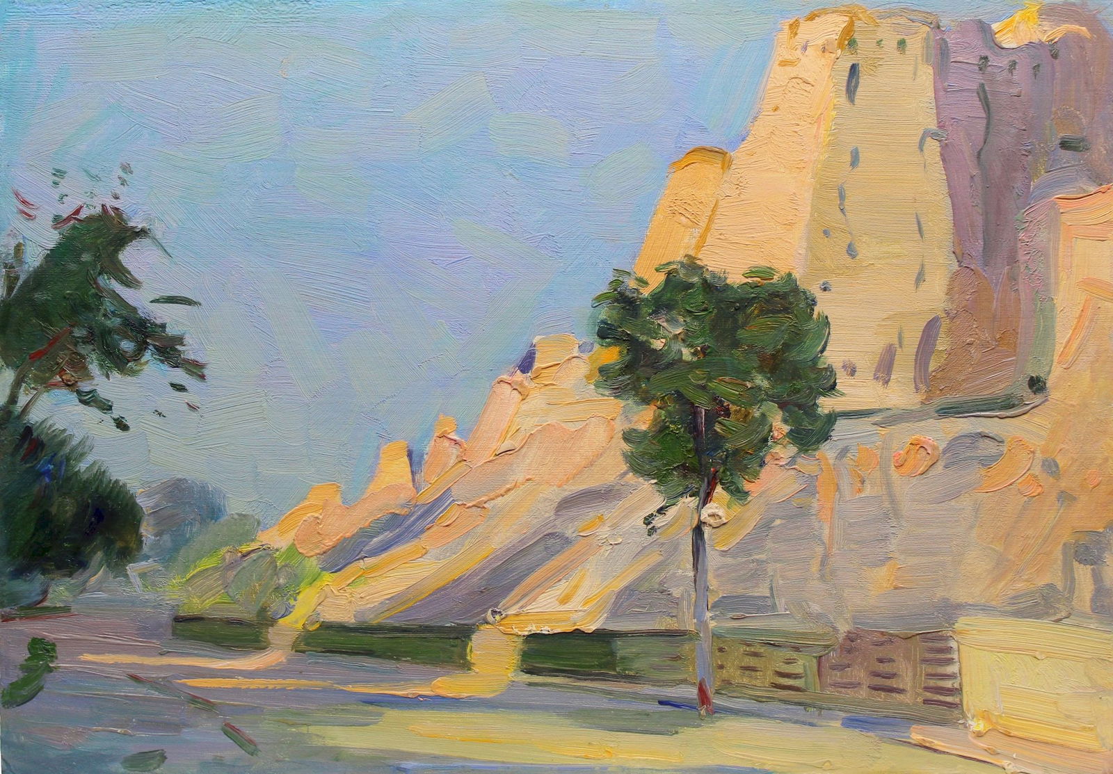 Tyukha Ivan (Ukrainian artist), "Ancient ruins (of "Asia" series)", oil on cardboard (1 of 3)