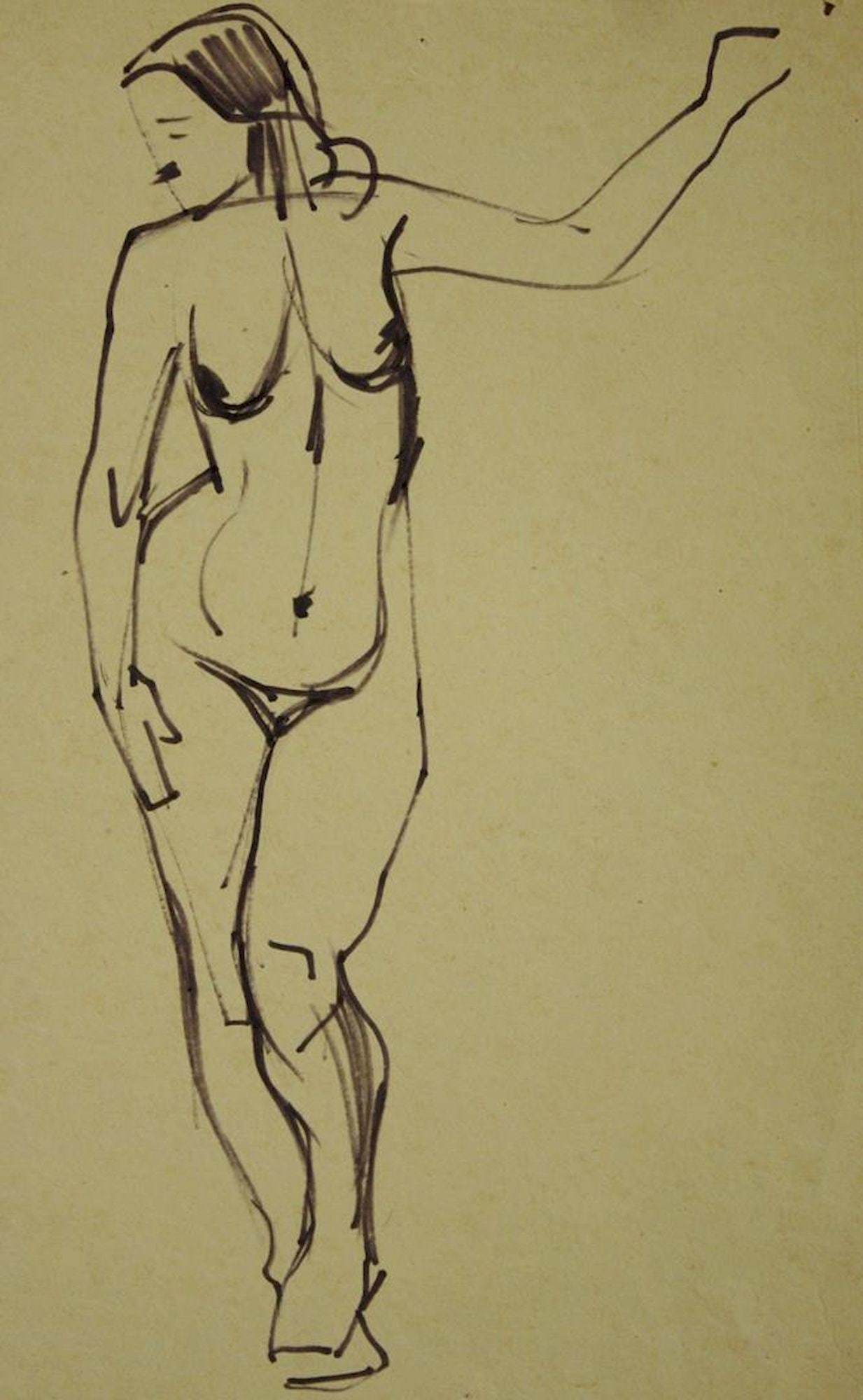 Mynka Olexandr (Ukrainian artist), "Figure", felt pen on paper: Title: Mynka Olexandr (Ukrainian artist), "Figure", felt pen on paper Artist: Mynka Olexandr Fedorovich Description: ARTIST: Mynka Olexandr Fedorovich, Ukrainian artist TITLE: "Figure" SIZE: 35 x 23 c