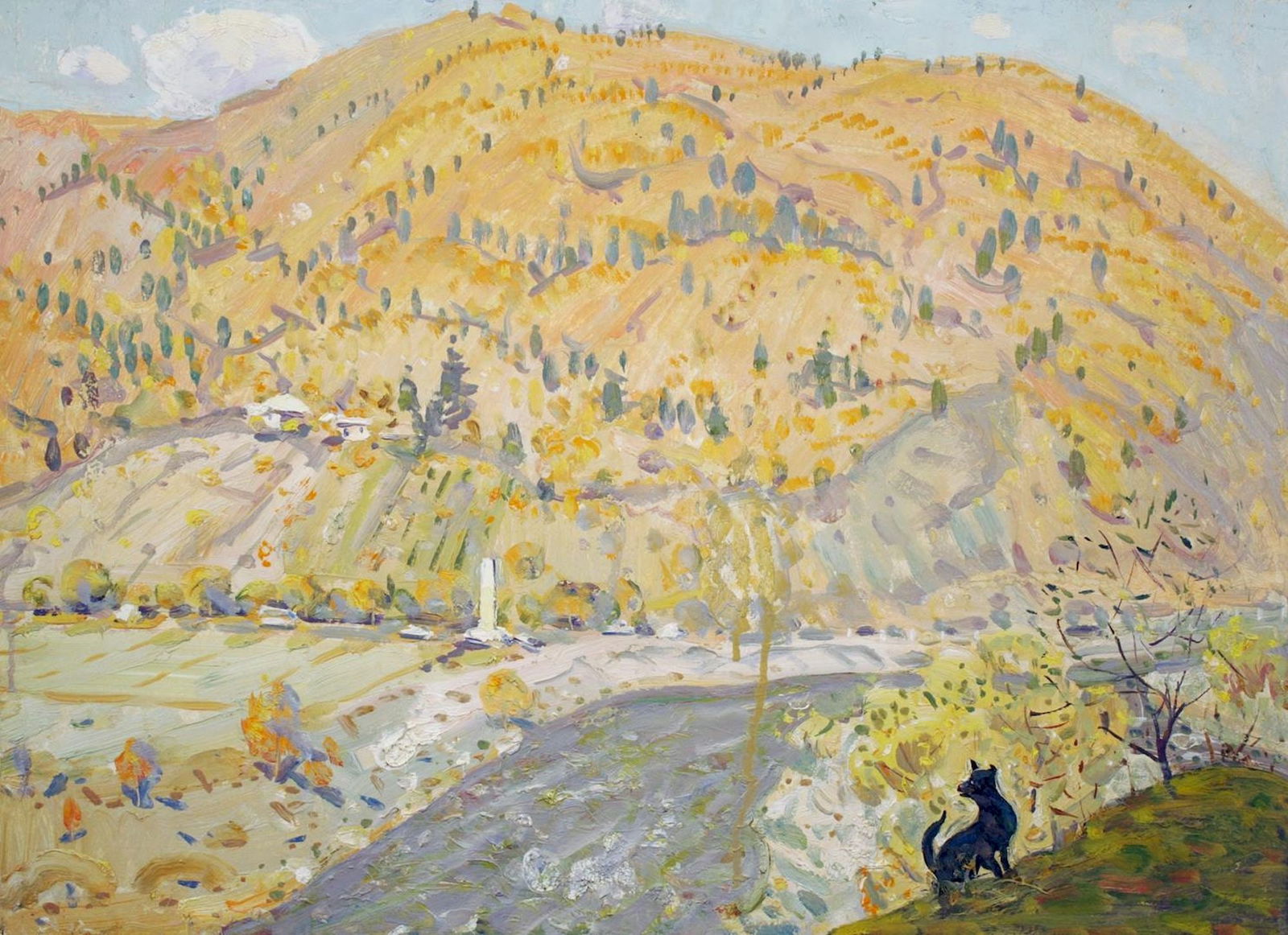 Tyukha Ivan (Ukrainian artist), "Obelisk for border guards", oil on cardboard (1 of 1)