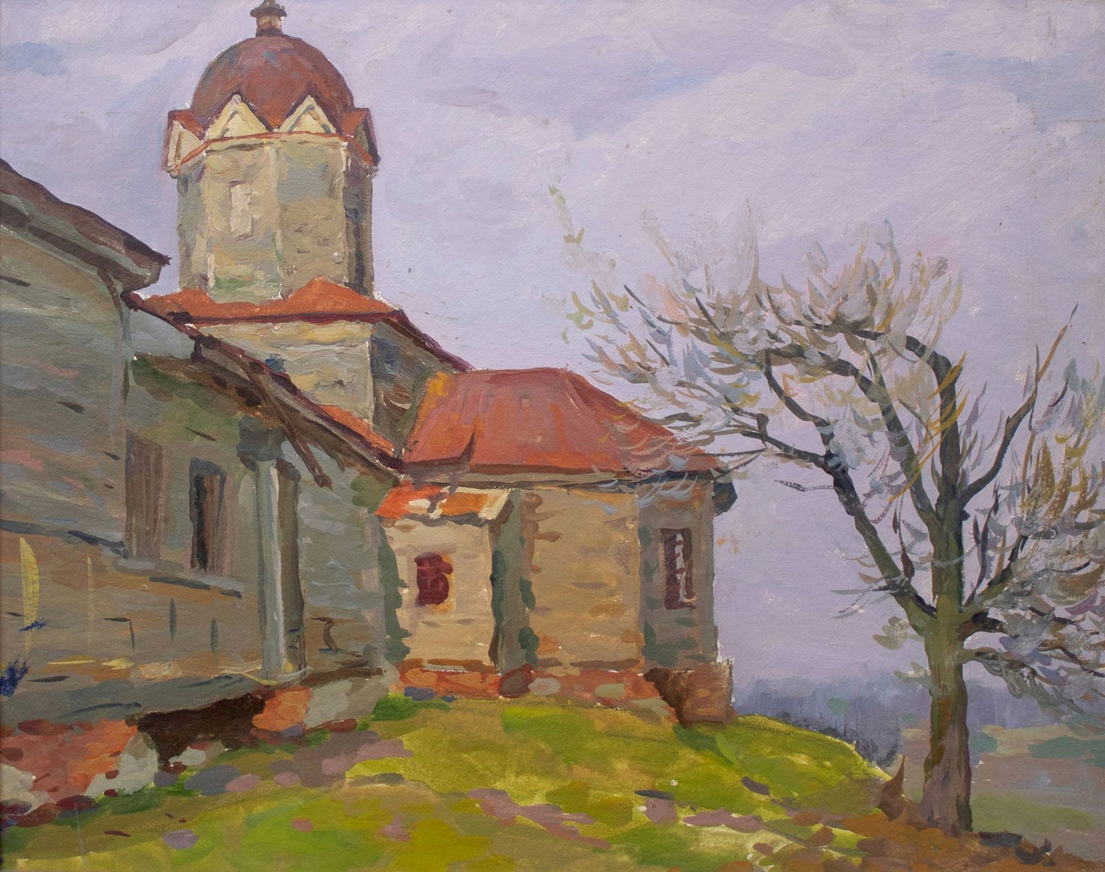 Mynka Olexandr (Ukrainian artist), "Old church", oil on cardboard (1 of 3)