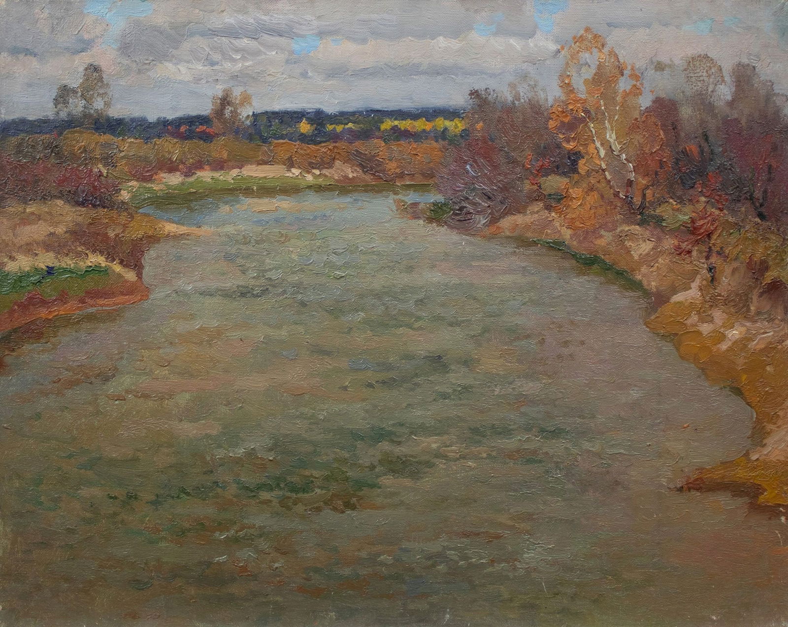 Mynka Olexandr (Ukrainian artist), "Again fall", oil on canvas: Title: Mynka Olexandr (Ukrainian artist), "Again fall", oil on canvas Artist: Mynka Olexandr Fedorovich Description: ARTIST: Mynka Olexandr Fedorovich, Ukrainian artist TITLE: "Again fall" SIZE: 40 x