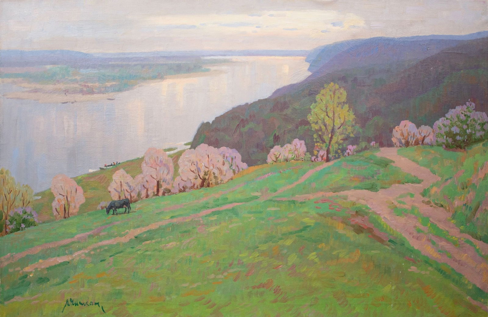 Chichkan Leonid (Ukrainian artist), "Blooming May", oil on canvas: Title: Chichkan Leonid (Ukrainian artist), "Blooming May", oil on canvas Artist: Chichkan Leonid Ilyich Description: ARTIST: Chichkan Leonid Ilyich, Ukrainian artist TITLE: "Blooming May" SIZE: 80 x 1