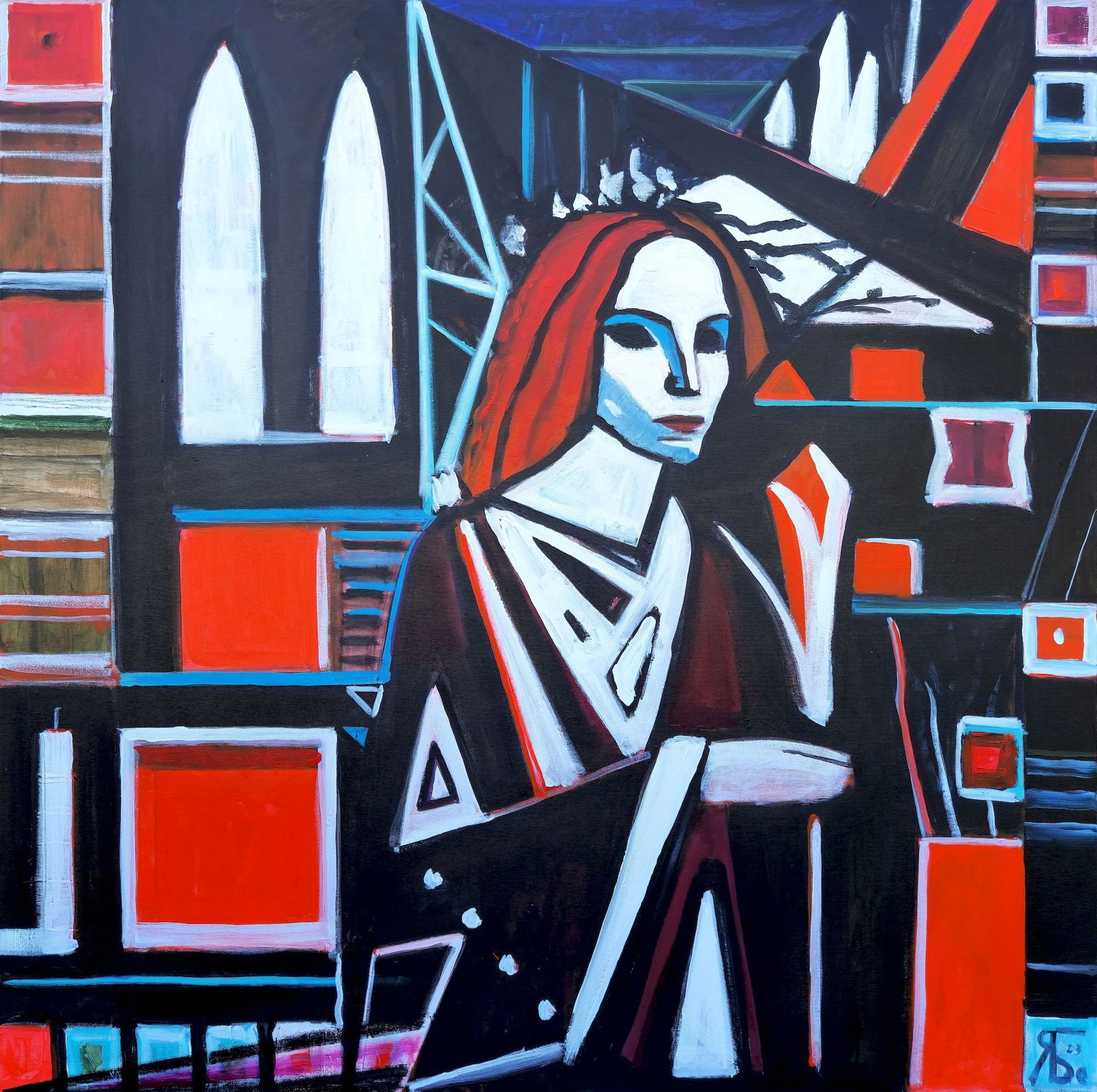 Bosenko Yaroslav (Ukrainian artist), "The Virgin with Flowers. Dedicated to Jan Van Eyck and Karl: Title: Bosenko Yaroslav (Ukrainian artist), "The Virgin with Flowers. Dedicated to Jan Van Eyck and Karl Zwirynsky", acrylic on canvas Artist: Bosenko Yaroslav Vasylyovych Description: ARTIST: Bosenko