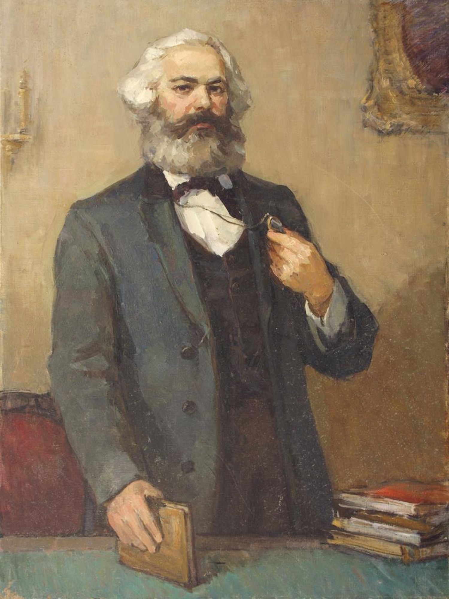 Unidentified (Ukrainian artist), "Portrait of Karl Marx", oil on canvas: Title: Unidentified (Ukrainian artist), "Portrait of Karl Marx", oil on canvas Artist: Unidentified Artist Description: ARTIST: Unidentified Artist TITLE: "Portrait of Karl Marx" SIZE: 100 x 75 cm, (3