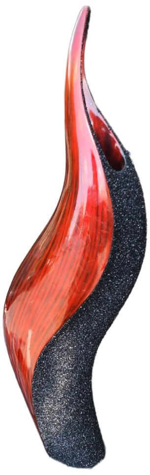 Hi-Design tall 24" vintage organic modern painted wood sculpture w/ contrasting red laquer & black: Hi-Design tall 24" vintage organic modern painted wood sculpture w/ contrasting red laquer & black textured finish Reserve: $75.00 Shipping: Domestic: Shipping rates are determined by destin
