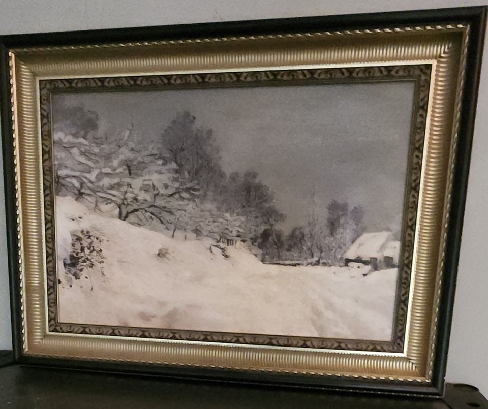 Captivating vintage impressionist oil painting of winter landscape housed in stunning luxury frame: Captivating vintage impressionist oil painting of winter landscape housed in stunning luxury frame Reserve: $500.00 Shipping: Domestic: Shipping rates are determined by destination Internati