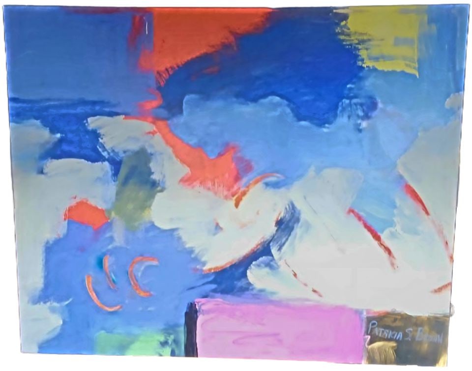 Modernist 24x36 vibrant abstract Giclee oil painting created w/ high quality digital image on canvas: Modernist 24x36 vibrant abstract Giclee oil painting created w/ high quality digital image on canvas Reserve: $150.00 Shipping: Domestic: Shipping rates are determined by destination Interna