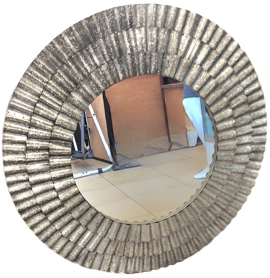 42" Diameter Dramatic Mid-Century Modern brutalist heavy metal wall sculpture: 42" Diameter Dramatic Mid-Century Modern brutalist heavy metal wall sculpture Reserve: $150.00 Shipping: Domestic: Shipping rates are determined by destination International: Foreign shippin