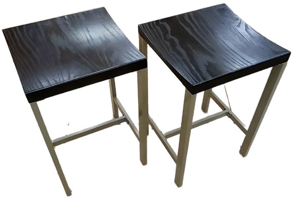 Hi-design gun metal and black wood accent tools. Ideal for table or extra living room seating: Hi-design gun metal and black wood accent tools. Ideal for table or extra living room seating Reserve: $150.00 Shipping: Domestic: Shipping rates are determined by destination International: