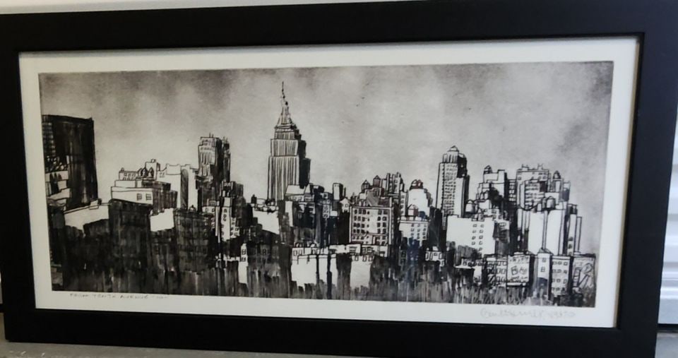 From 10th Avenue, vintage print of original impressionist work of NYC. Facsimile signed '87 (1 of 3)