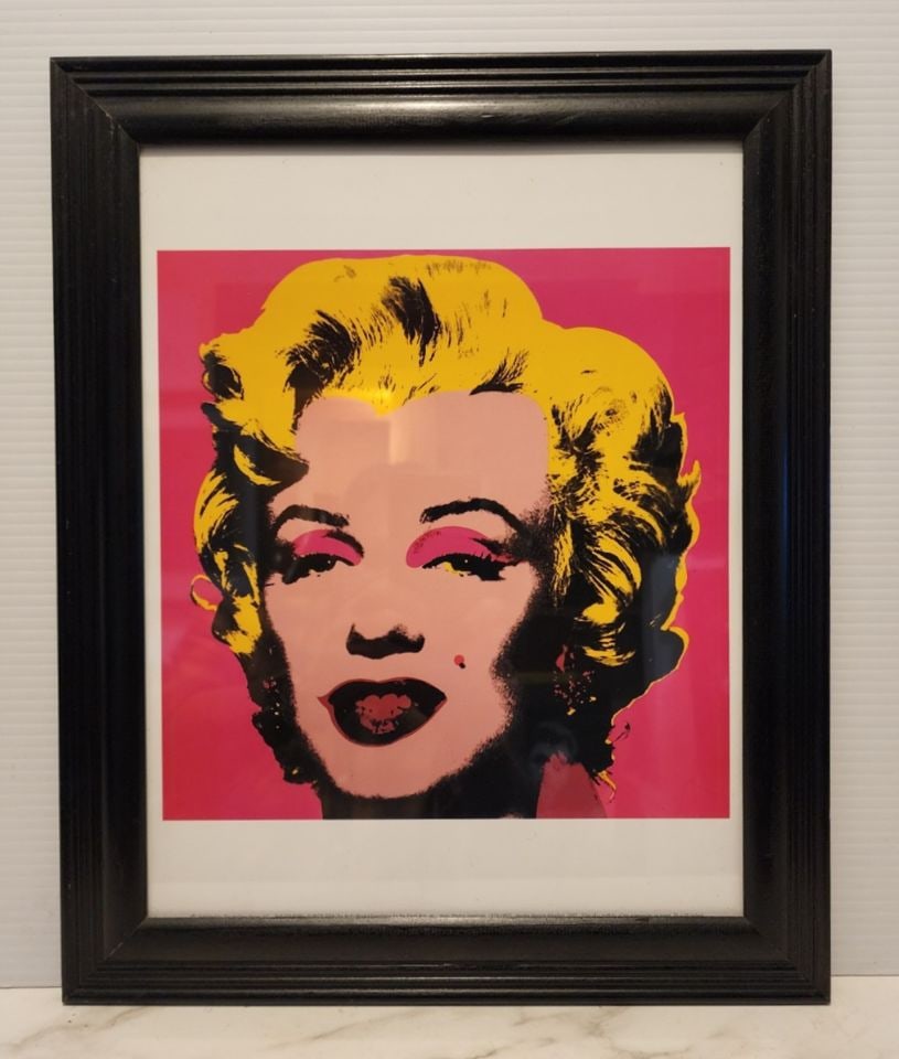 Andy Warhol small framed vintage Marilyn Monroe print of iconic 1962 image. Unsigned.: Andy Warhol small vintage Marilyn Monroe print of iconic 1967 pop art image. (Not signed or numbered.) This artwork is an iconic representation of pop art, focusing on celebrity culture and the commod