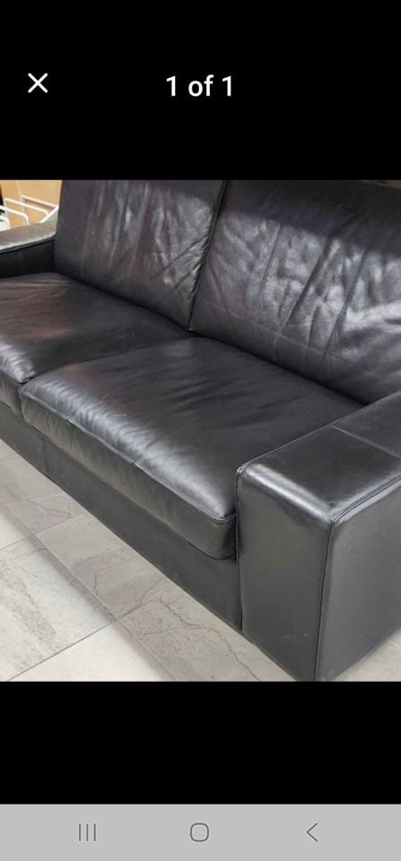 Scandinavian modern 89x36 luxury black leather sofa from the ultra hi-end KIVIK line by Ikea.: Scandinavian modern 89x36 luxury black leather sofa from the ultra hi-end KIVIK line by Ikea. Reserve: $600.00 Shipping: Domestic: Shipping rates are determined by destination International: