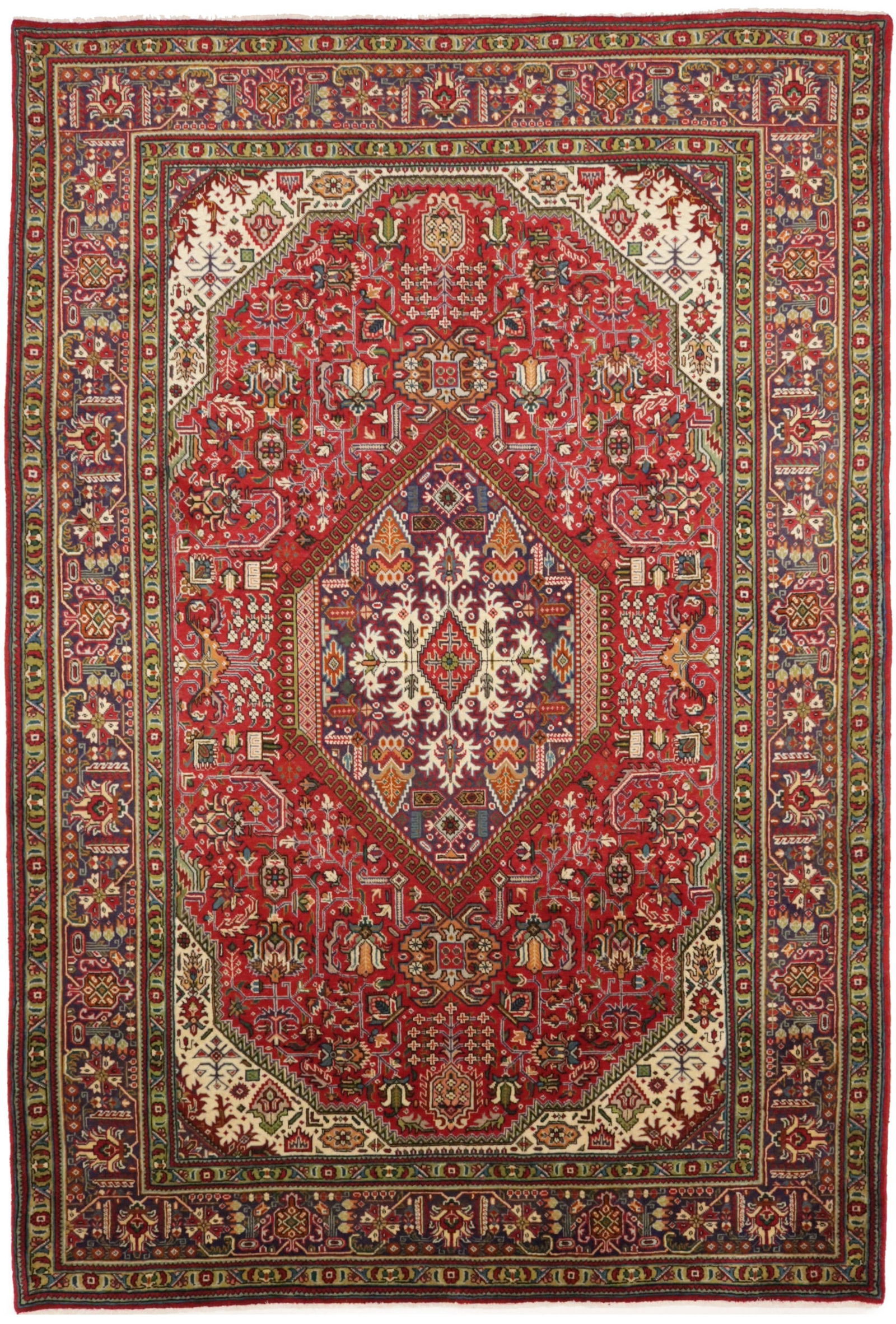 Red 7X10 Vintage Classic Floral Hand-Knotted Oriental Persian Rug (1 of 19)