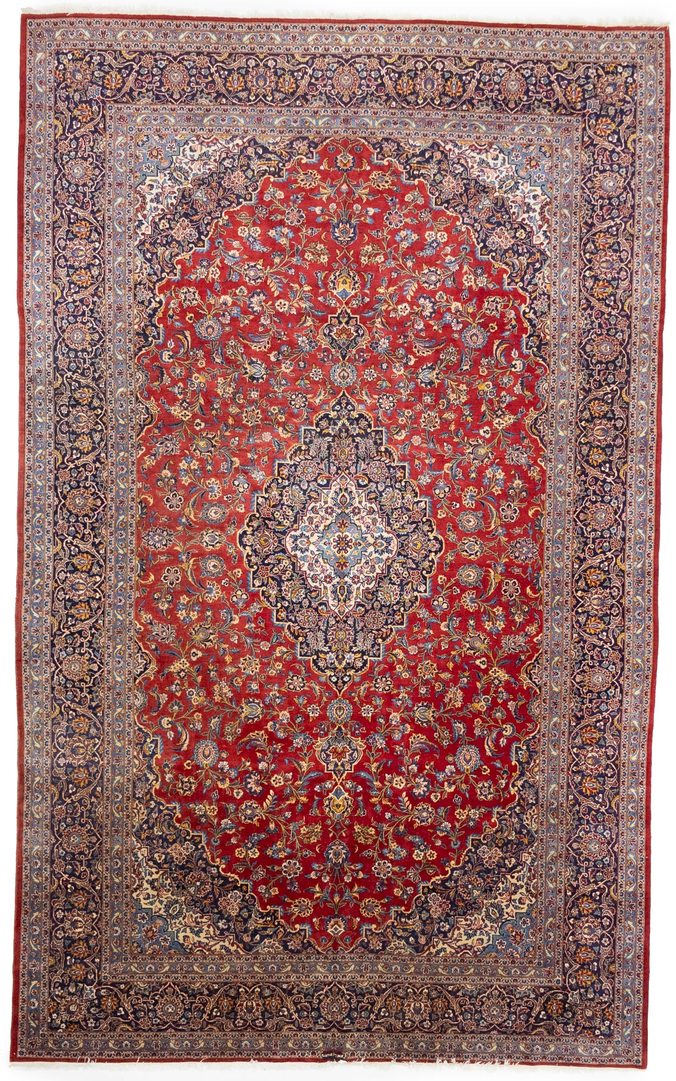 Semi Antique Red Traditional Red 10X16 Kashan Persian Rug (1 of 17)