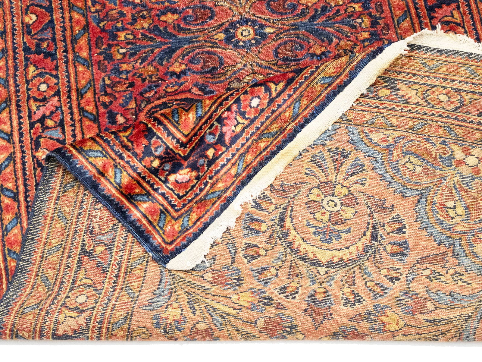 Vintage Red Floral 3X7 Sarouk Persian Rug - 12