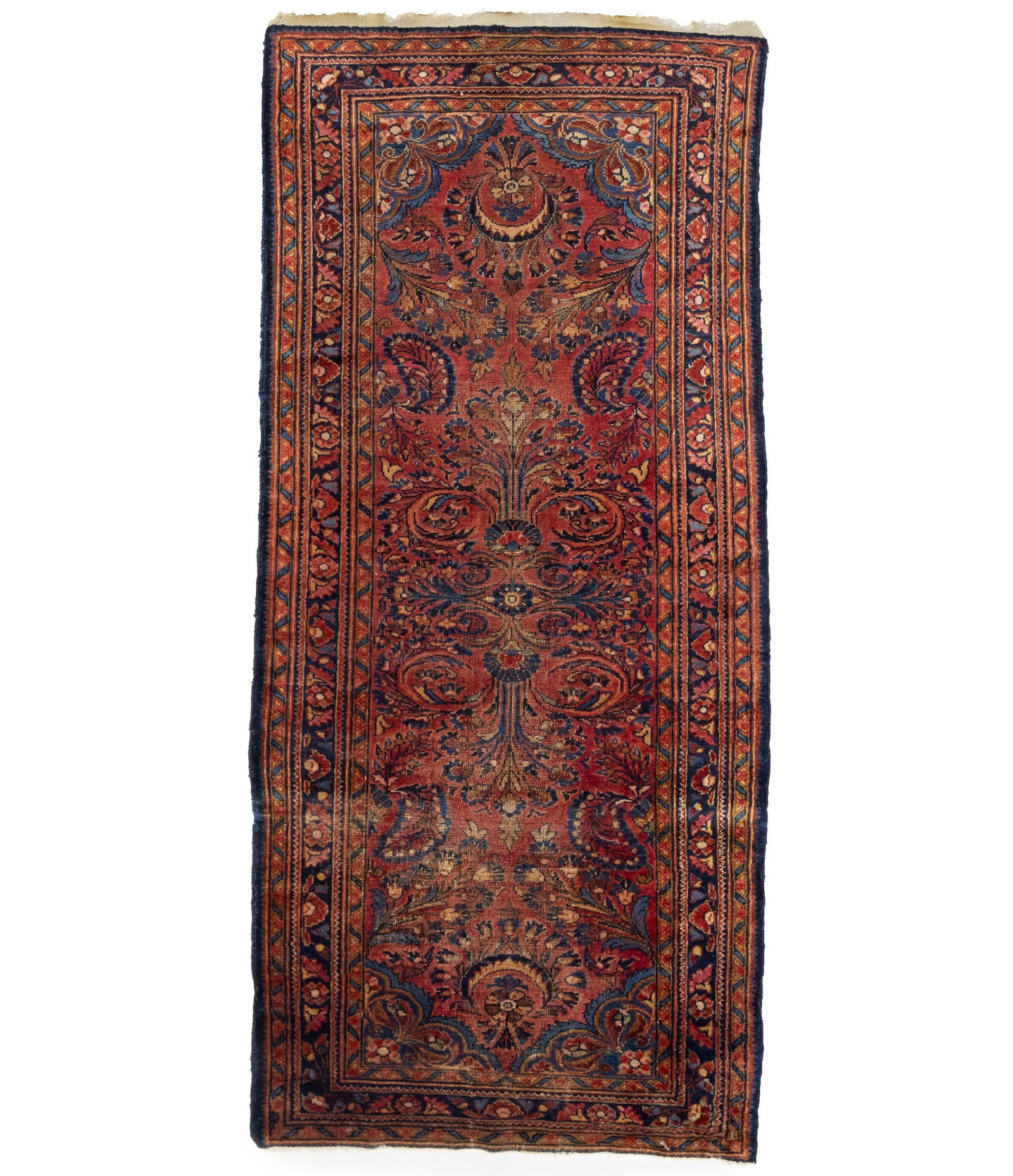 Vintage Red Floral 3X7 Sarouk Persian Rug