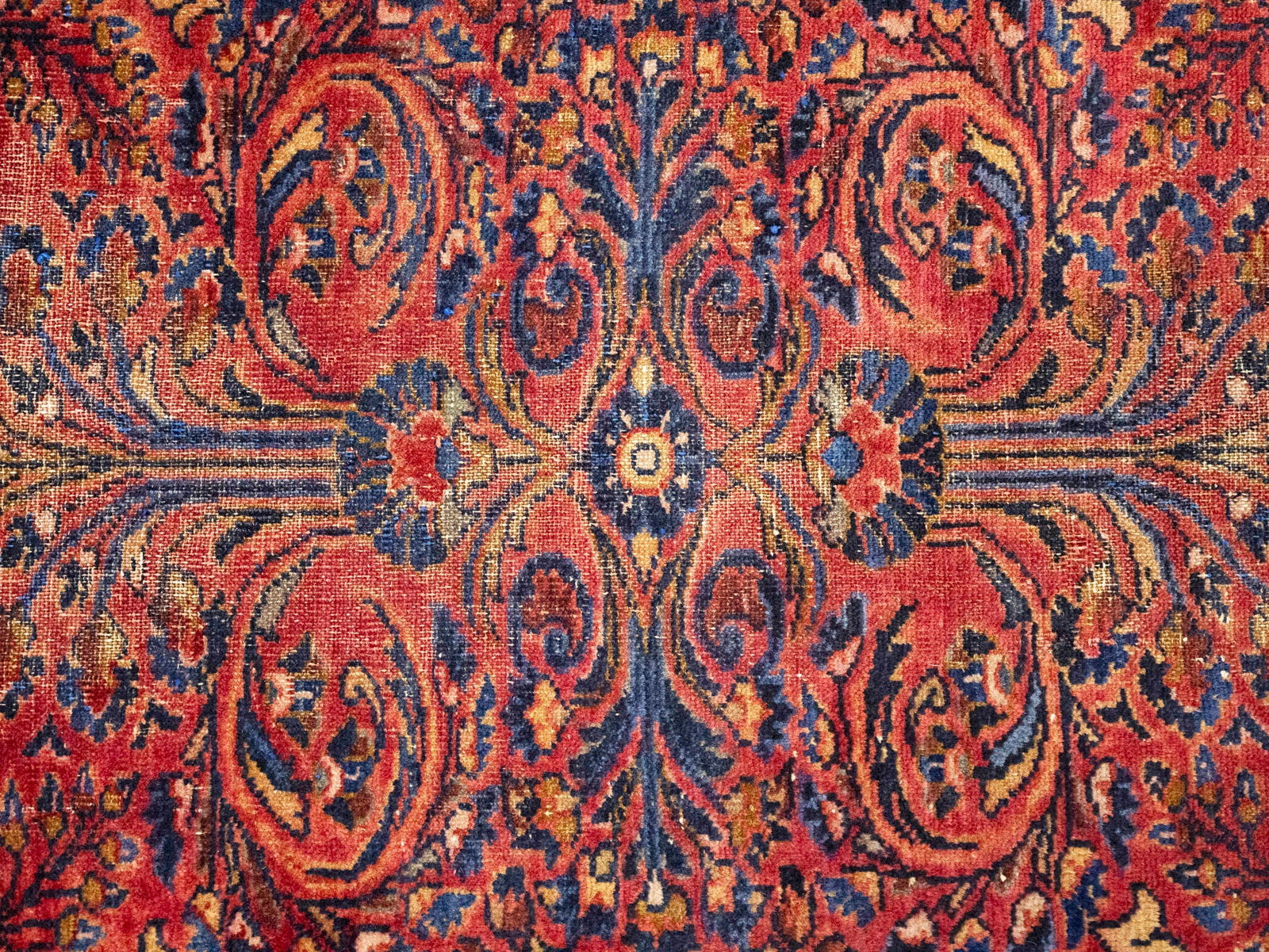 Vintage Red Floral 3X7 Sarouk Persian Rug - 5