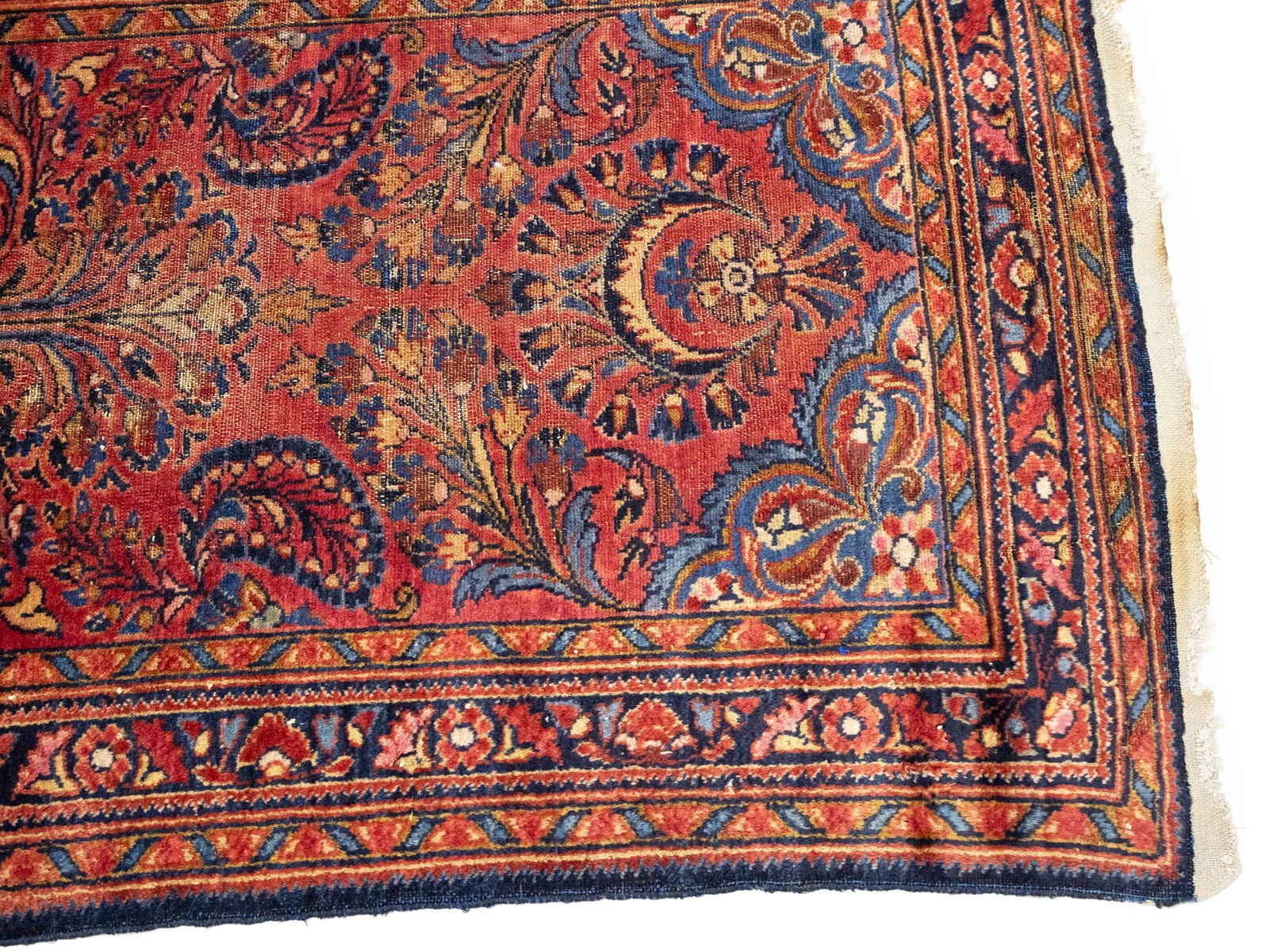 Vintage Red Floral 3X7 Sarouk Persian Rug - 6