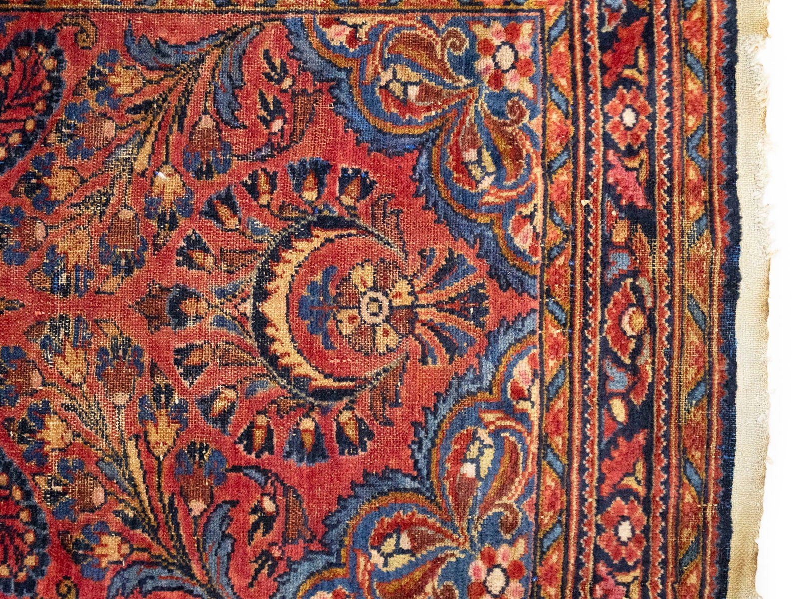 Vintage Red Floral 3X7 Sarouk Persian Rug - 7