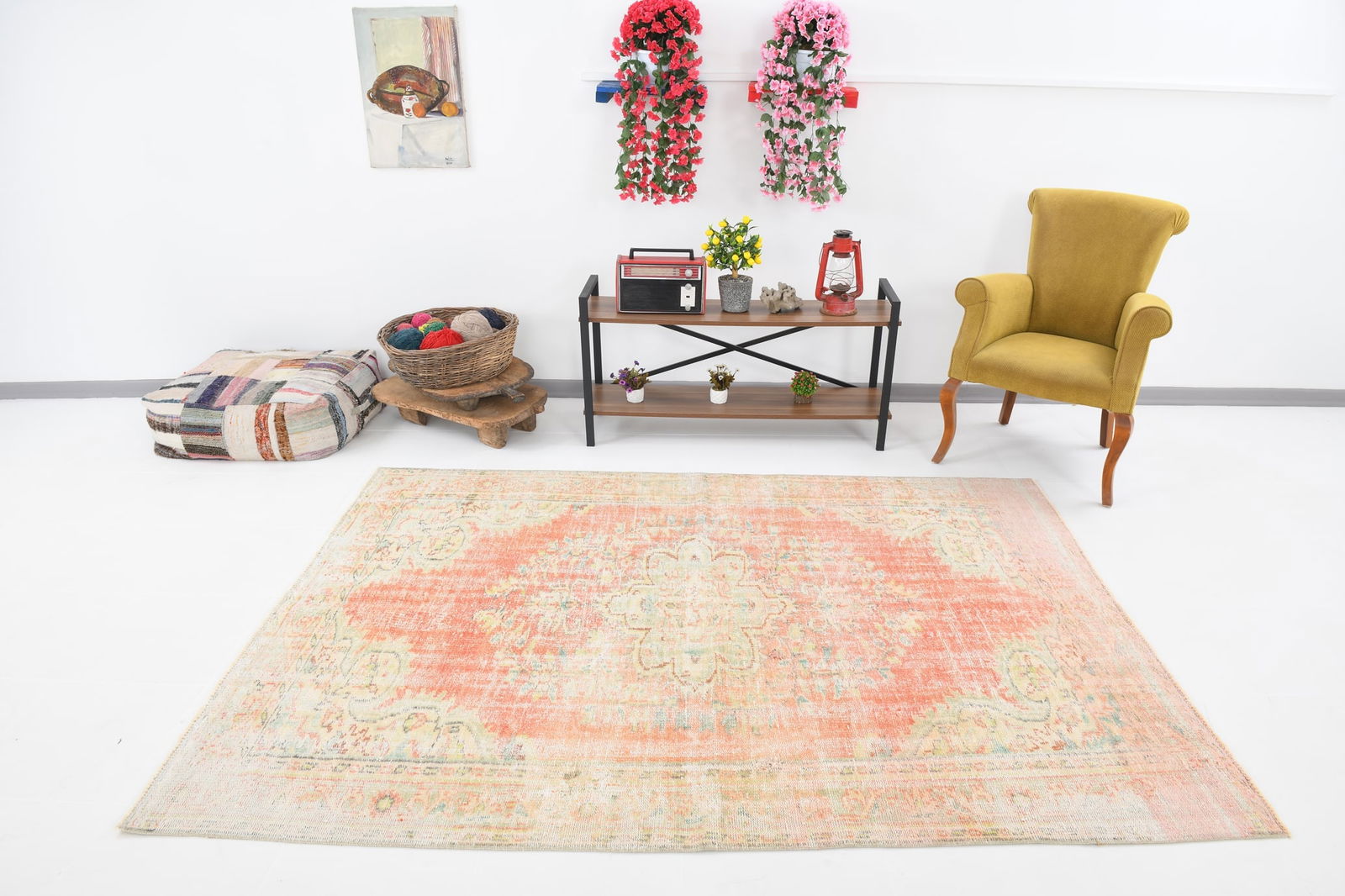 5'8'' x 7'10'' Handmade Vintage Wool Rug - 20600 - 5