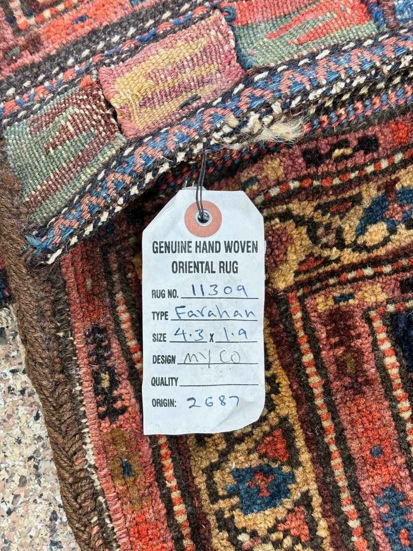 Hand-Knotted Antique Persian Farahan Tribal Double Saddle Bag Wool Rug 1'9" x 4'3" - 19