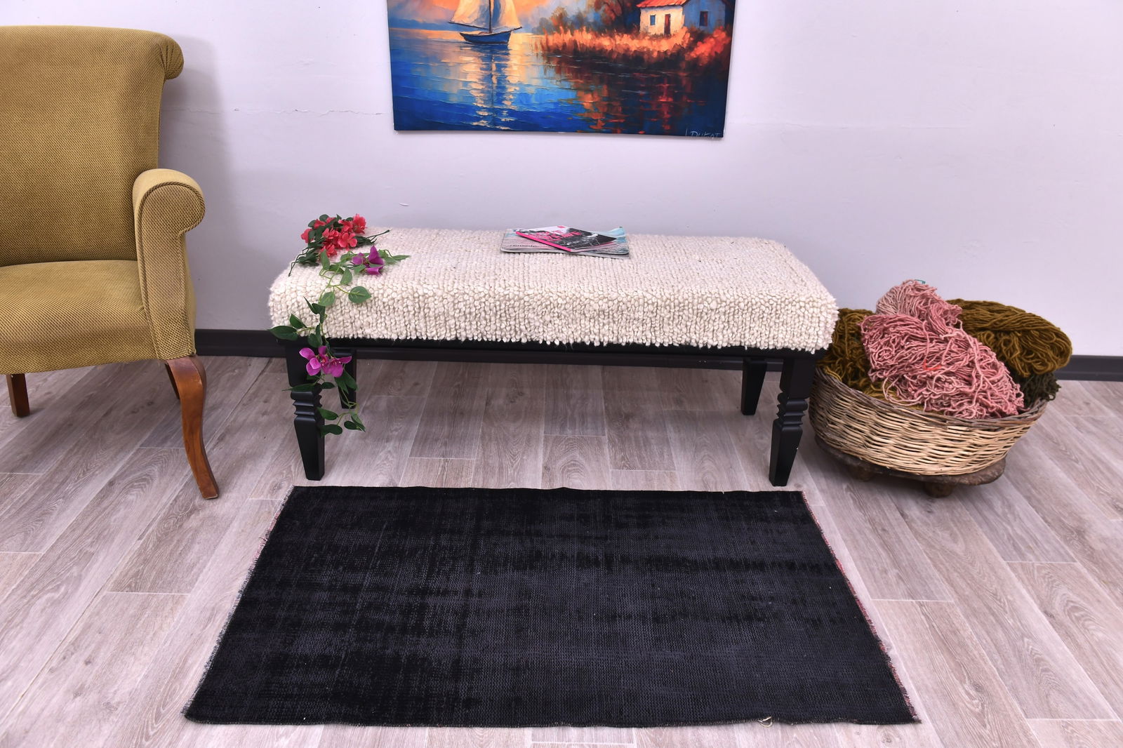 2'3'' x 3'10'' Decorative Vintage Rug - 244446: Title: 2'3'' x 3'10'' Decorative Vintage Rug - 244446 Description:2'3'' x 3'10'' Decorative Vintage Rug - 244446 Origin:Turkiye Date/Period:1960-90 Materials:Wool,Cotton Dimension:2'3''x3'10'' ft, 70x