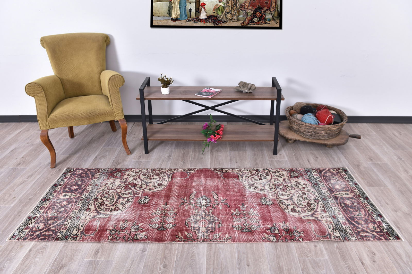 2'5'' x 7'6'' Handmade Vintage Wool Rug - 240835: Title: 2'5'' x 7'6'' Handmade Vintage Wool Rug - 240835 Description:2'5'' x 7'6'' Handmade Vintage Wool Rug - 240835 Origin:Turkiye Date/Period:1960-90 Materials:Wool,Cotton Dimension:2'5''x7'6'' ft,