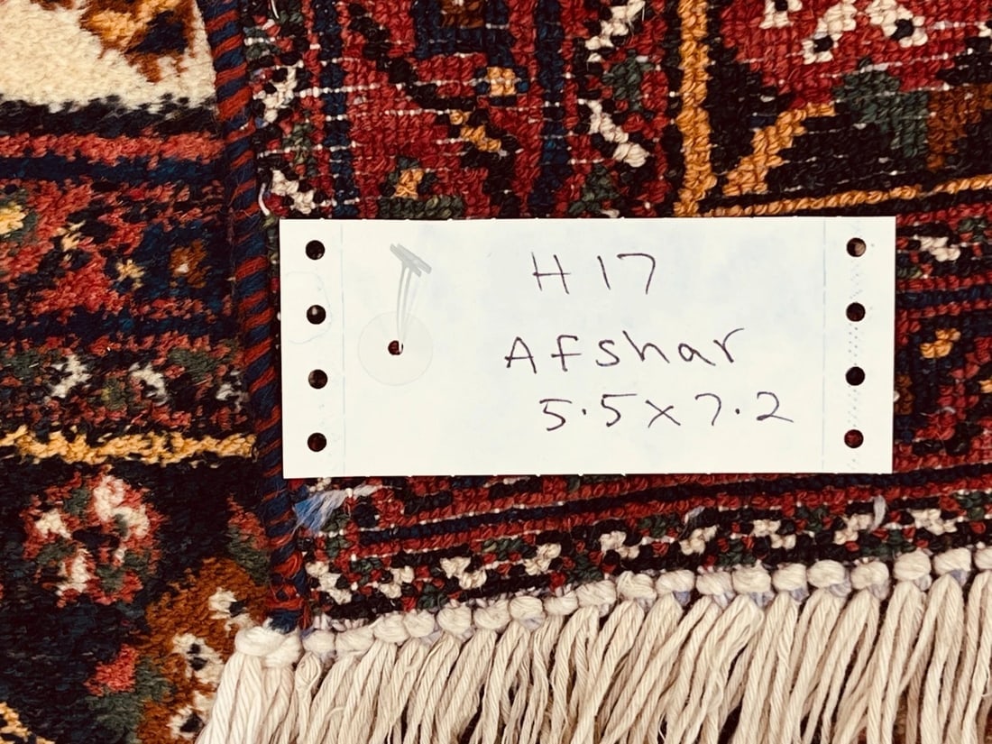 Hand-Knotted Semi-Antique Persian Sirjan Paisley Ivory Wool Oriental Rug 5'5" x 7'2" - 10