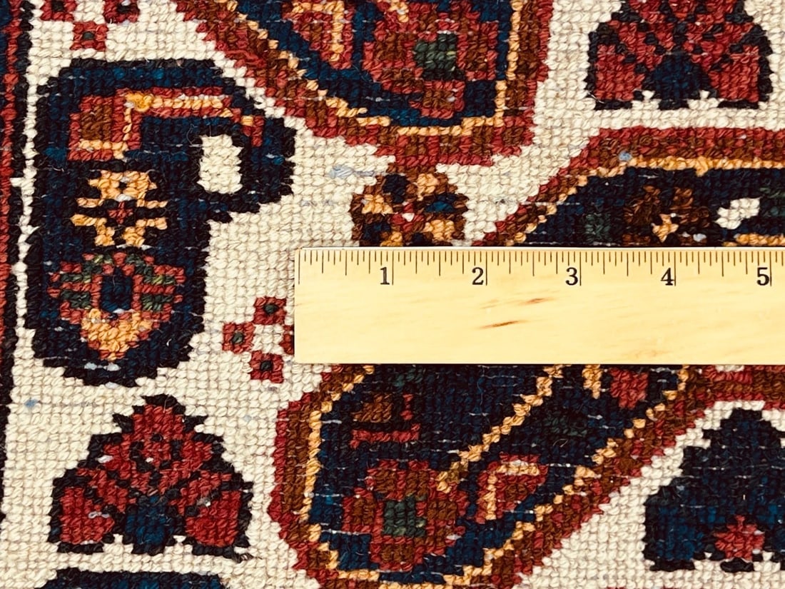 Hand-Knotted Semi-Antique Persian Sirjan Paisley Ivory Wool Oriental Rug 5'5" x 7'2" - 9